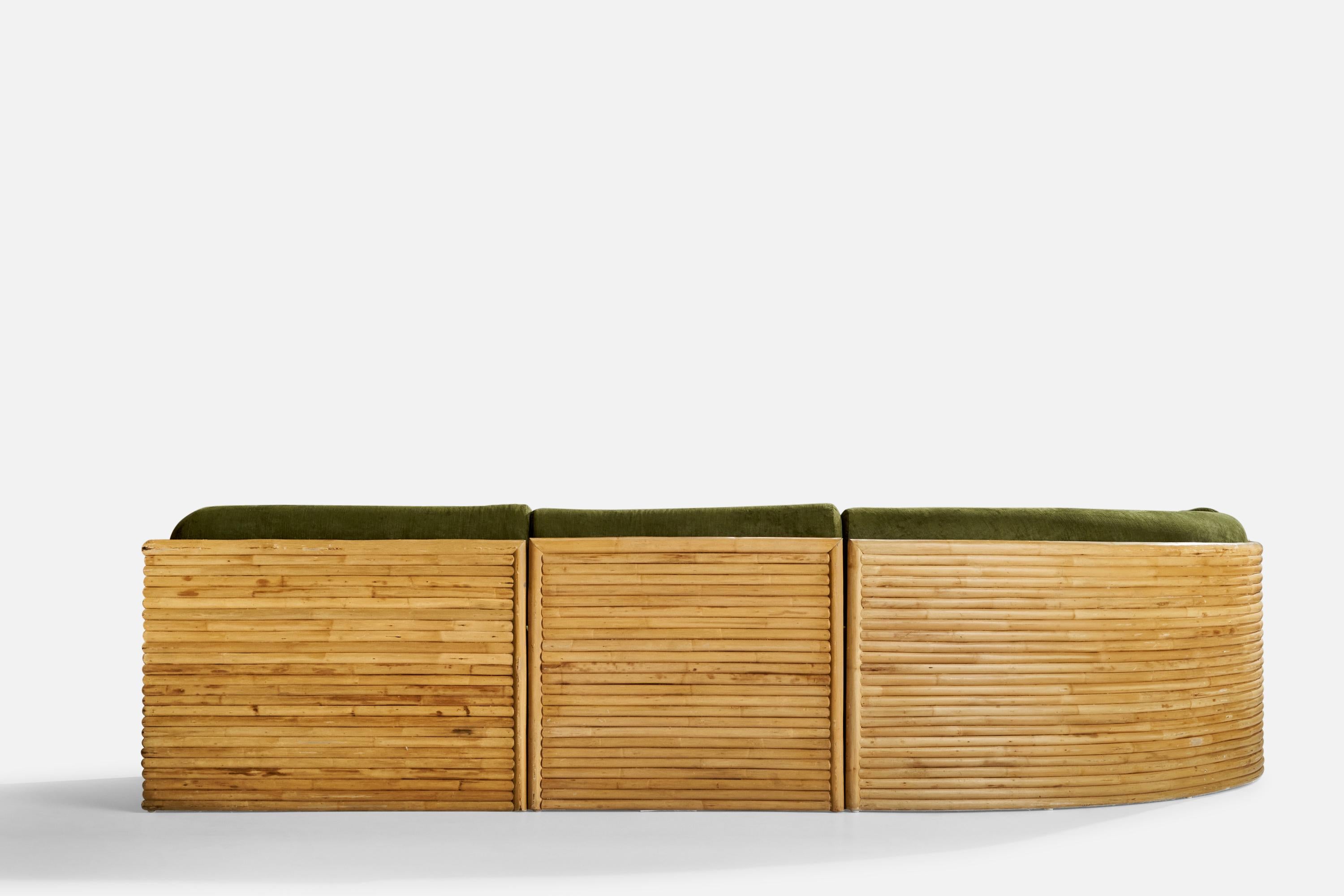 Directional Furniture, canapé sectionnel, bambou, velours, États-Unis, années 1970 3