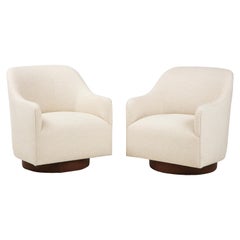 Milo Baughman/Directional Ivory Boucle Club Chairs