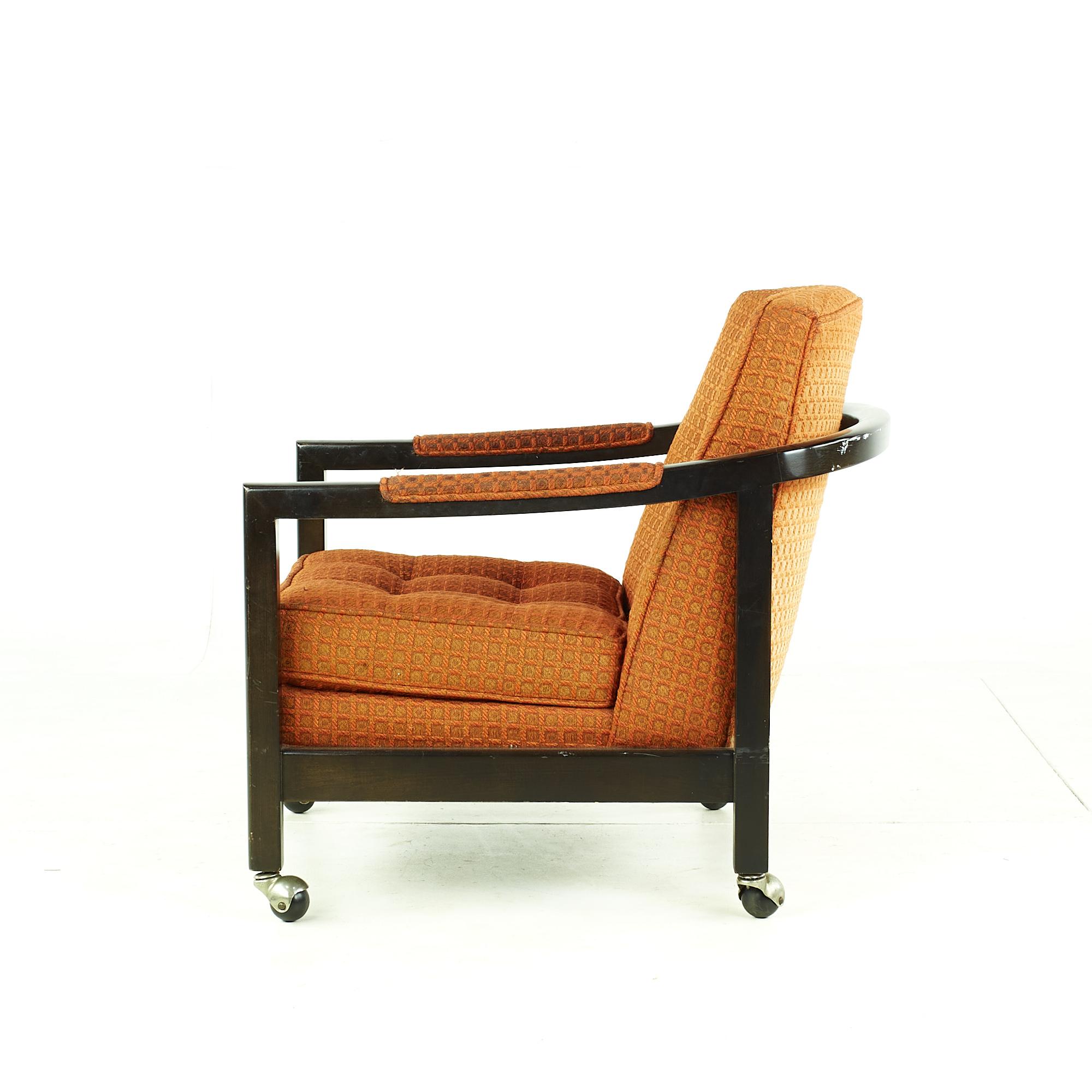 Wood Directional Mid Century Lounge Chair with Casters For Sale
