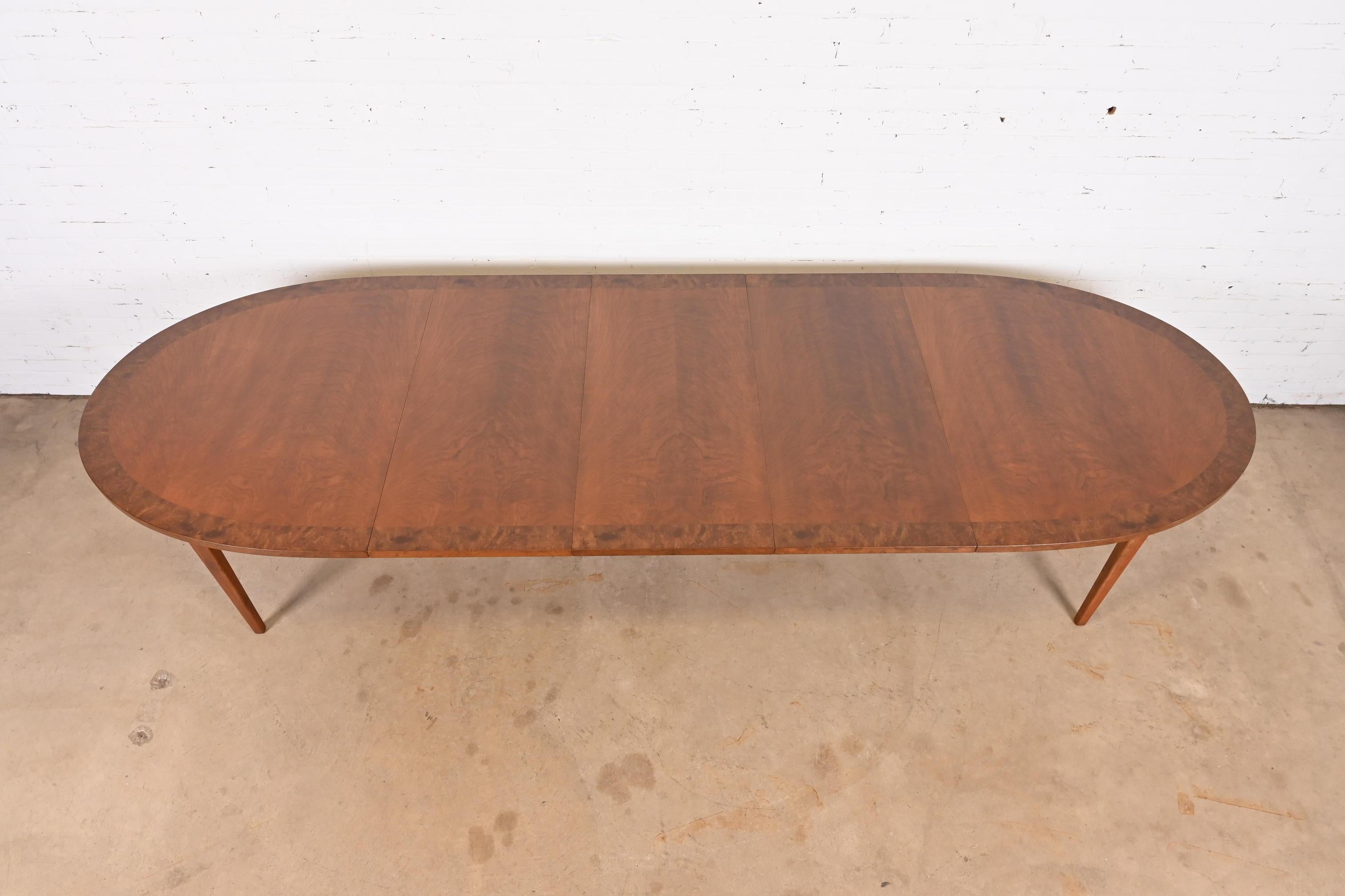 Directional Mid-Century Modern Cherry and Burl Wood Dining Table, Refinished For Sale 5