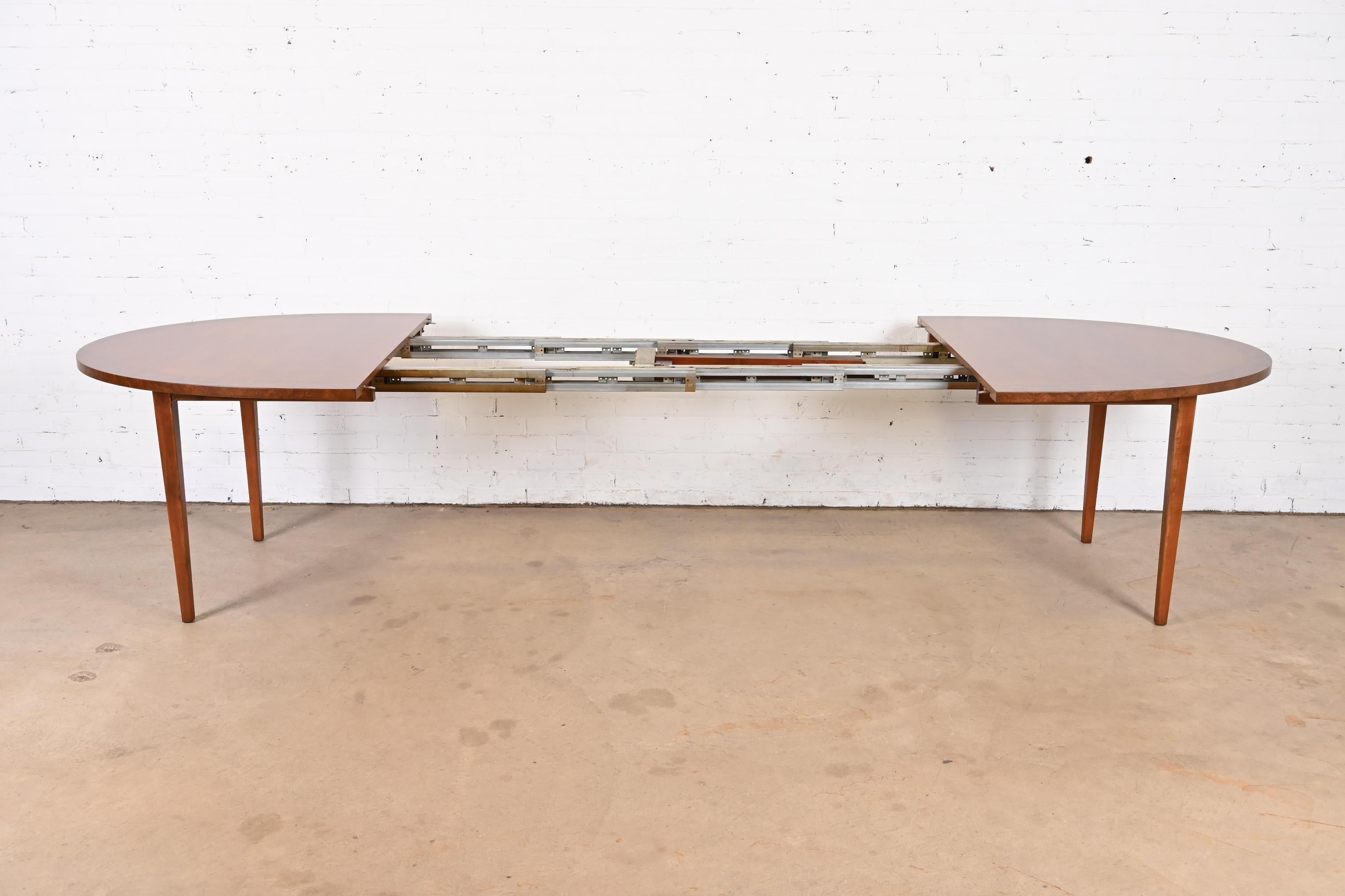Directional Mid-Century Modern Cherry and Burl Wood Dining Table, Refinished For Sale 8