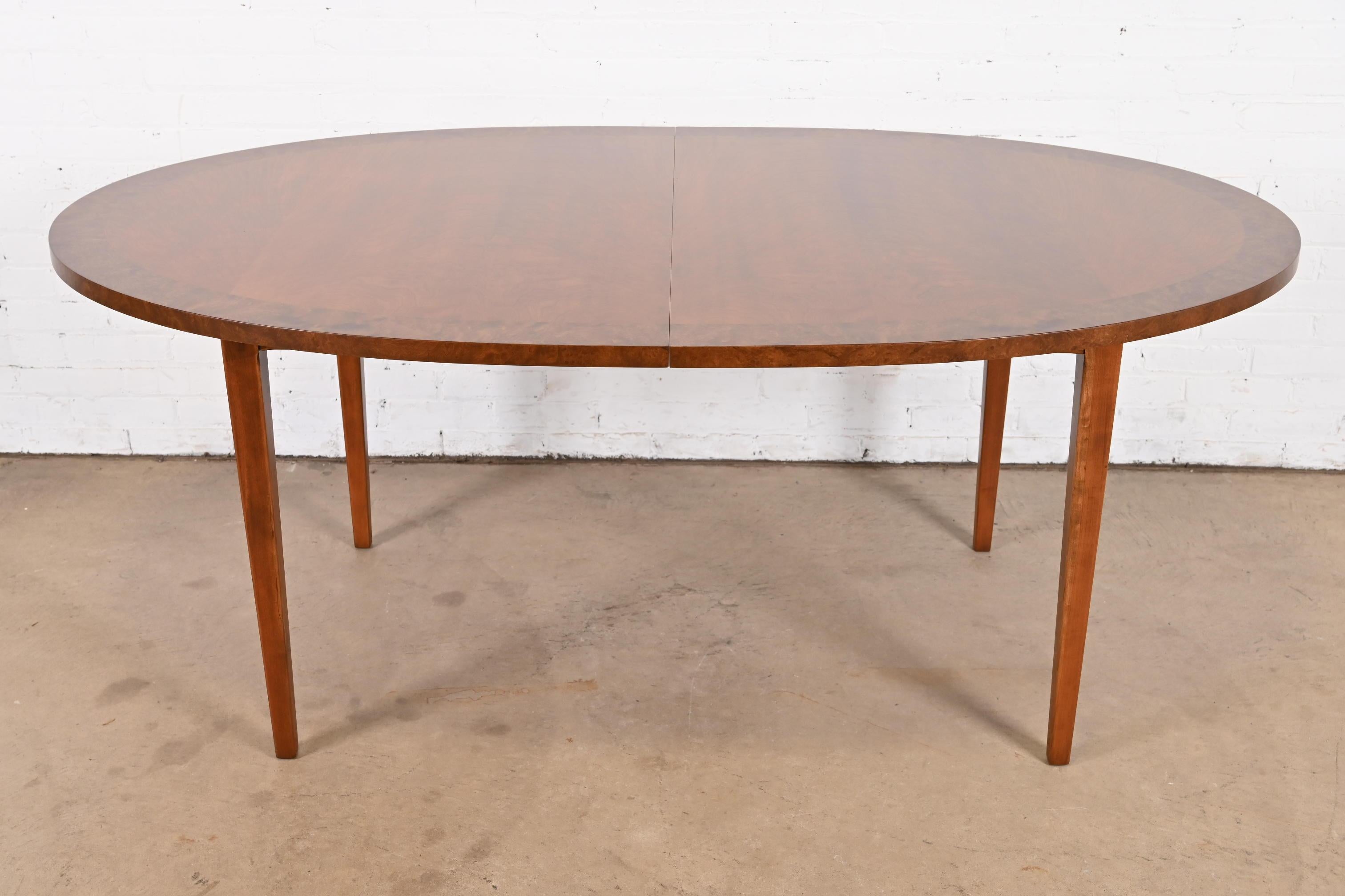 Directional Mid-Century Modern Cherry and Burl Wood Dining Table, Refinished For Sale 9