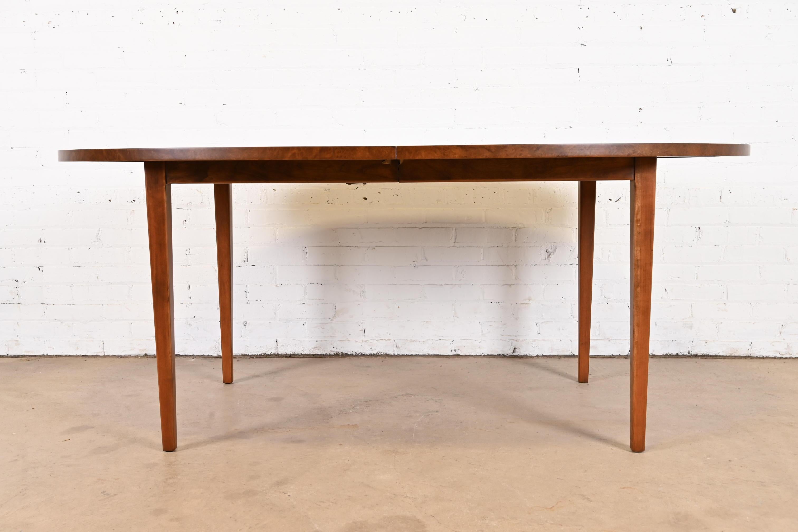 Directional Mid-Century Modern Cherry and Burl Wood Dining Table, Refinished For Sale 10