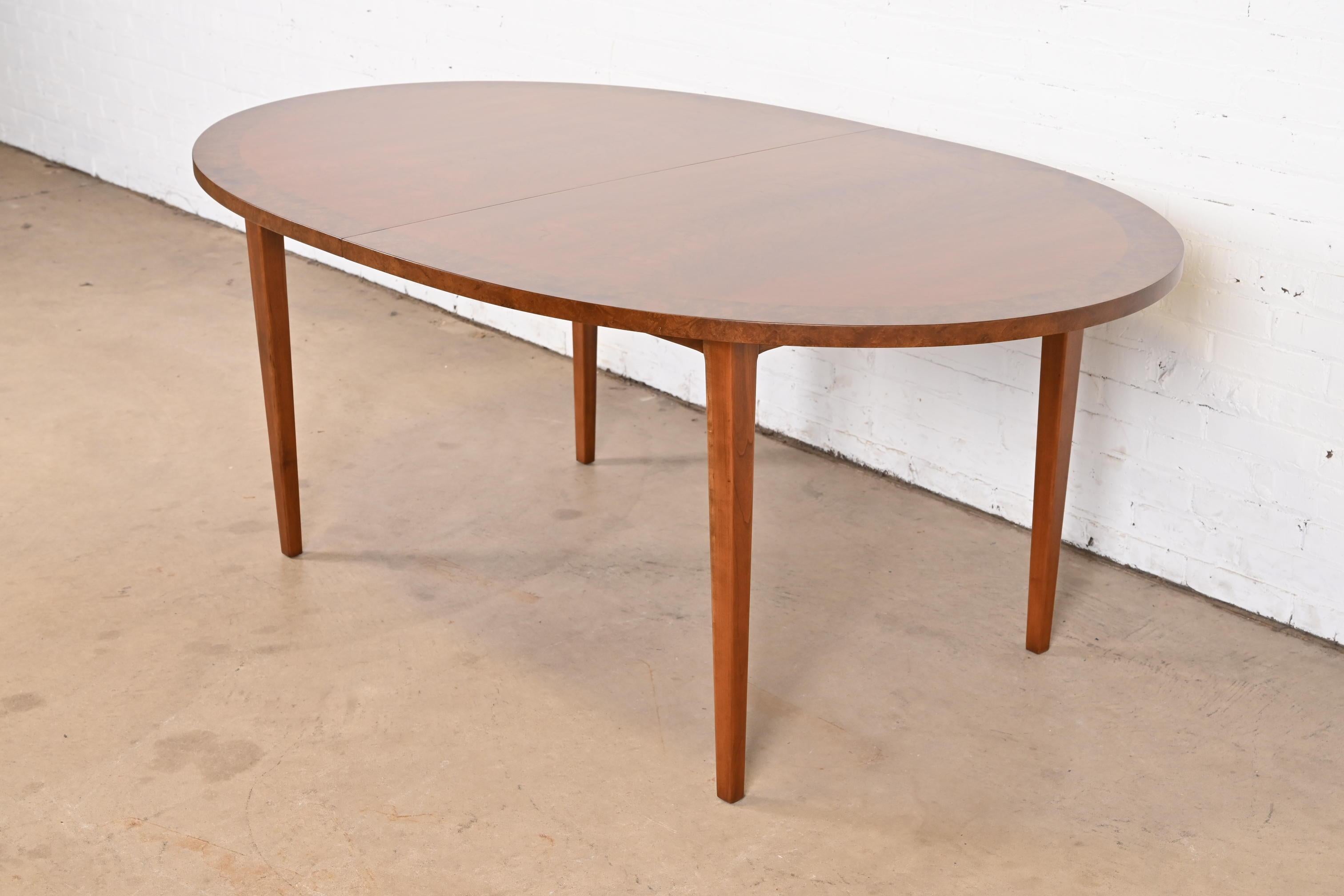 Directional Mid-Century Modern Cherry and Burl Wood Dining Table, Refinished For Sale 11
