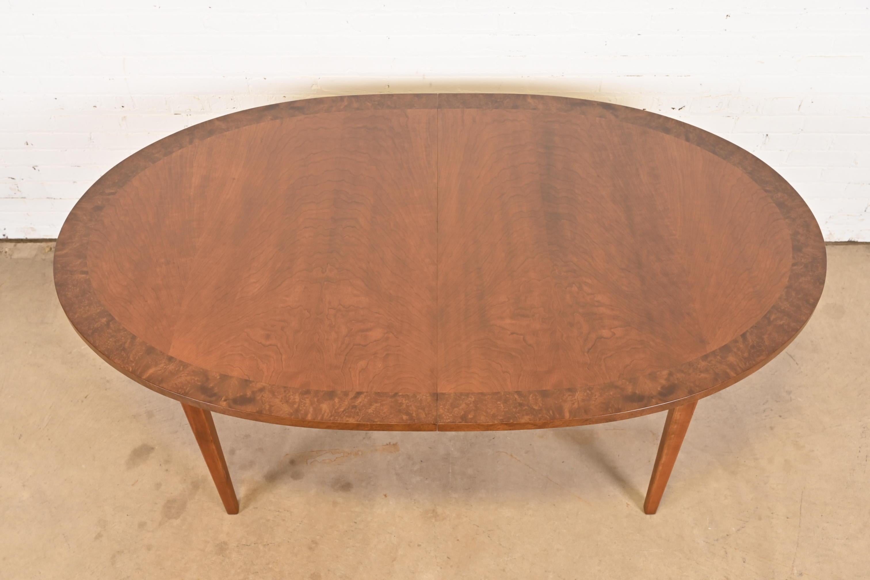 Directional Mid-Century Modern Cherry and Burl Wood Dining Table, Refinished For Sale 14