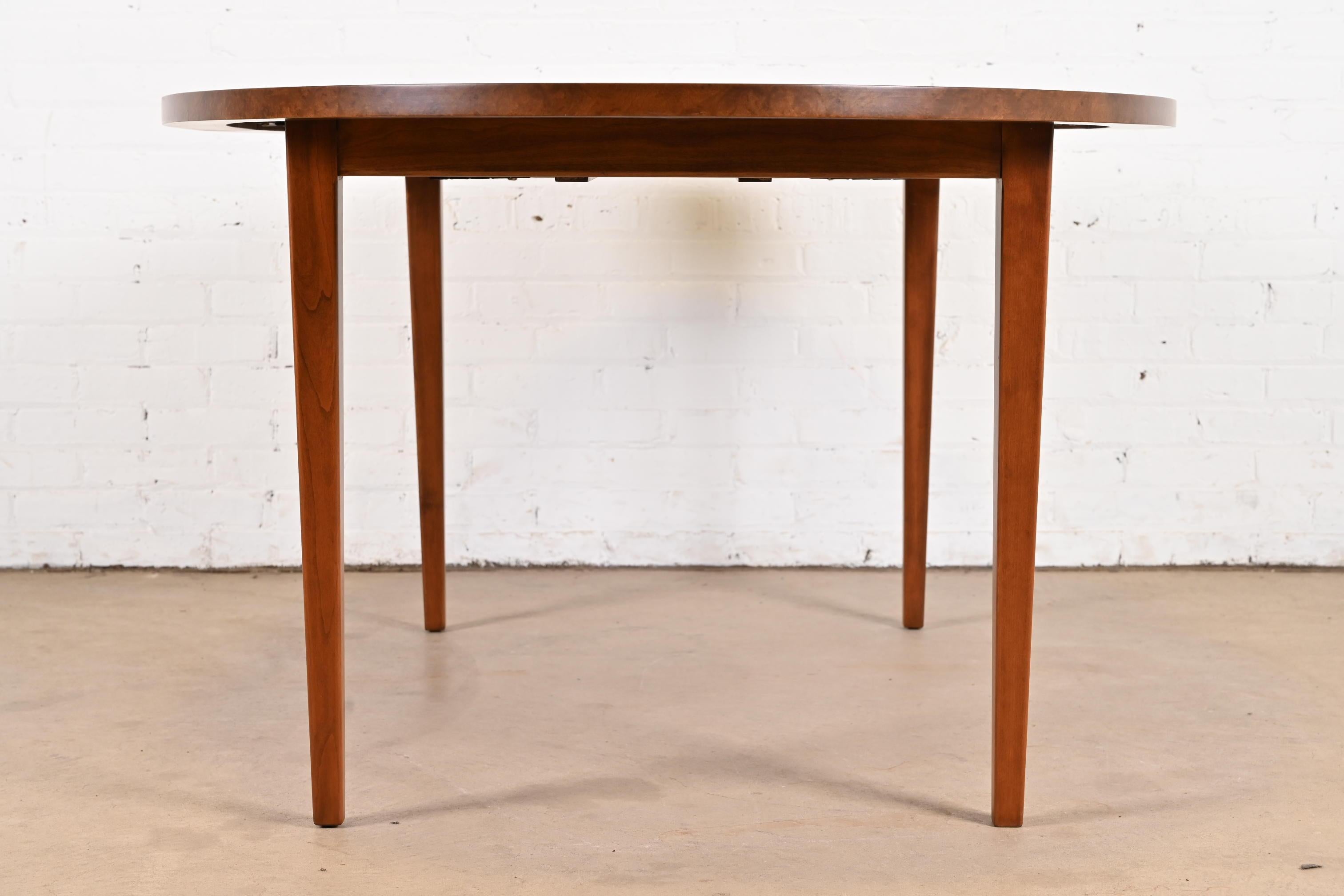 Directional Mid-Century Modern Cherry and Burl Wood Dining Table, Refinished For Sale 15