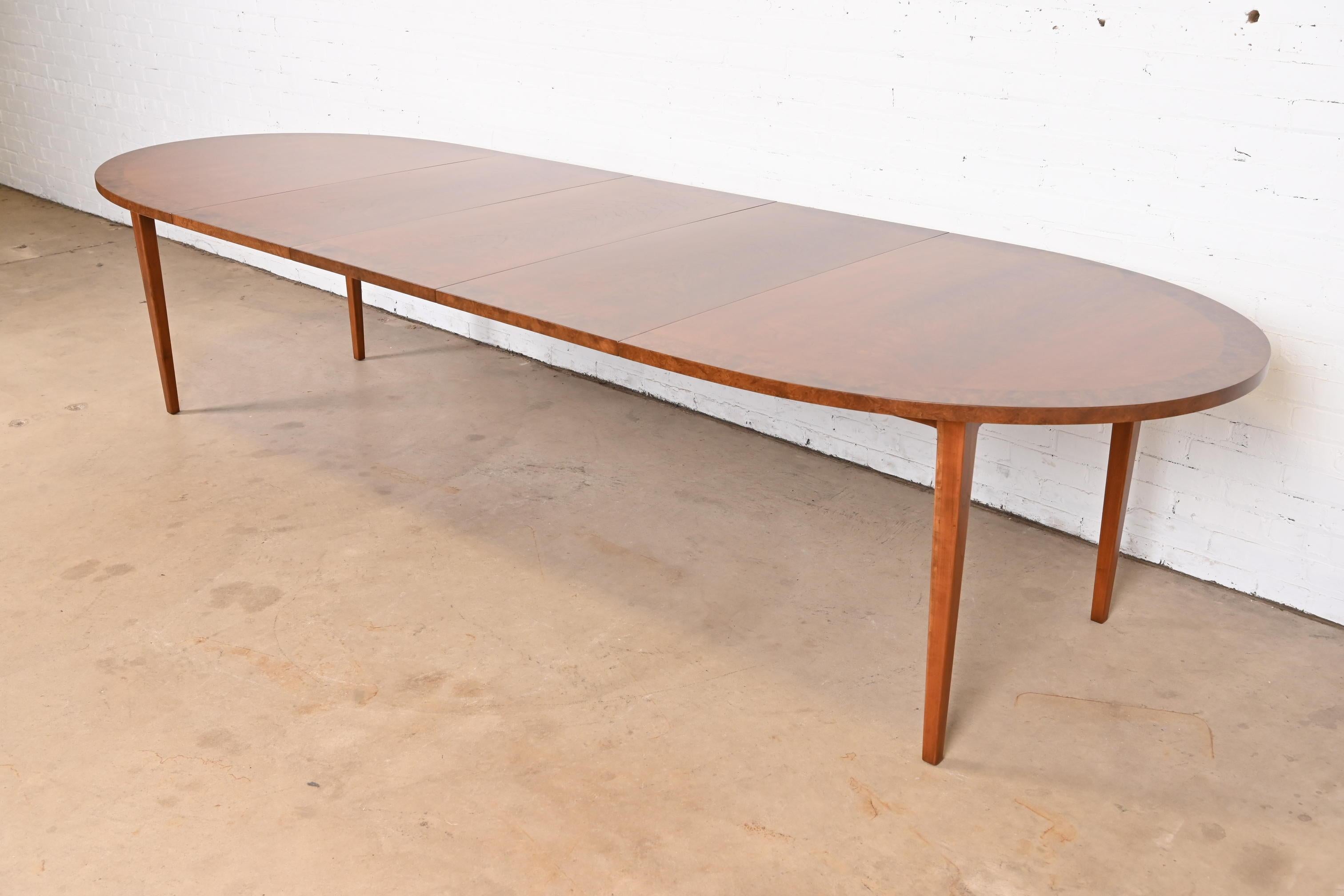 Directional Mid-Century Modern Cherry and Burl Wood Dining Table, Refinished For Sale 1