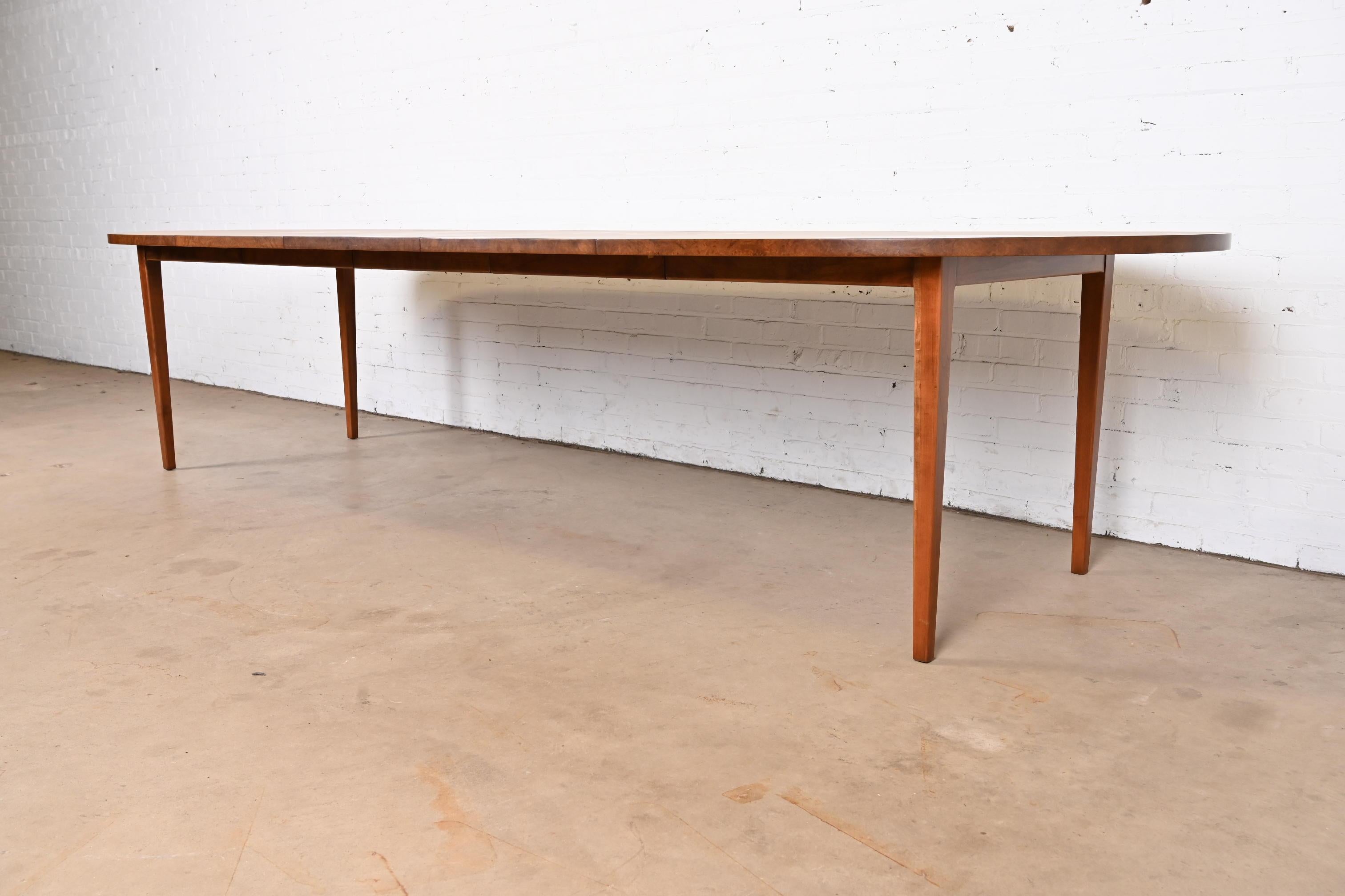 Directional Mid-Century Modern Cherry and Burl Wood Dining Table, Refinished For Sale 2