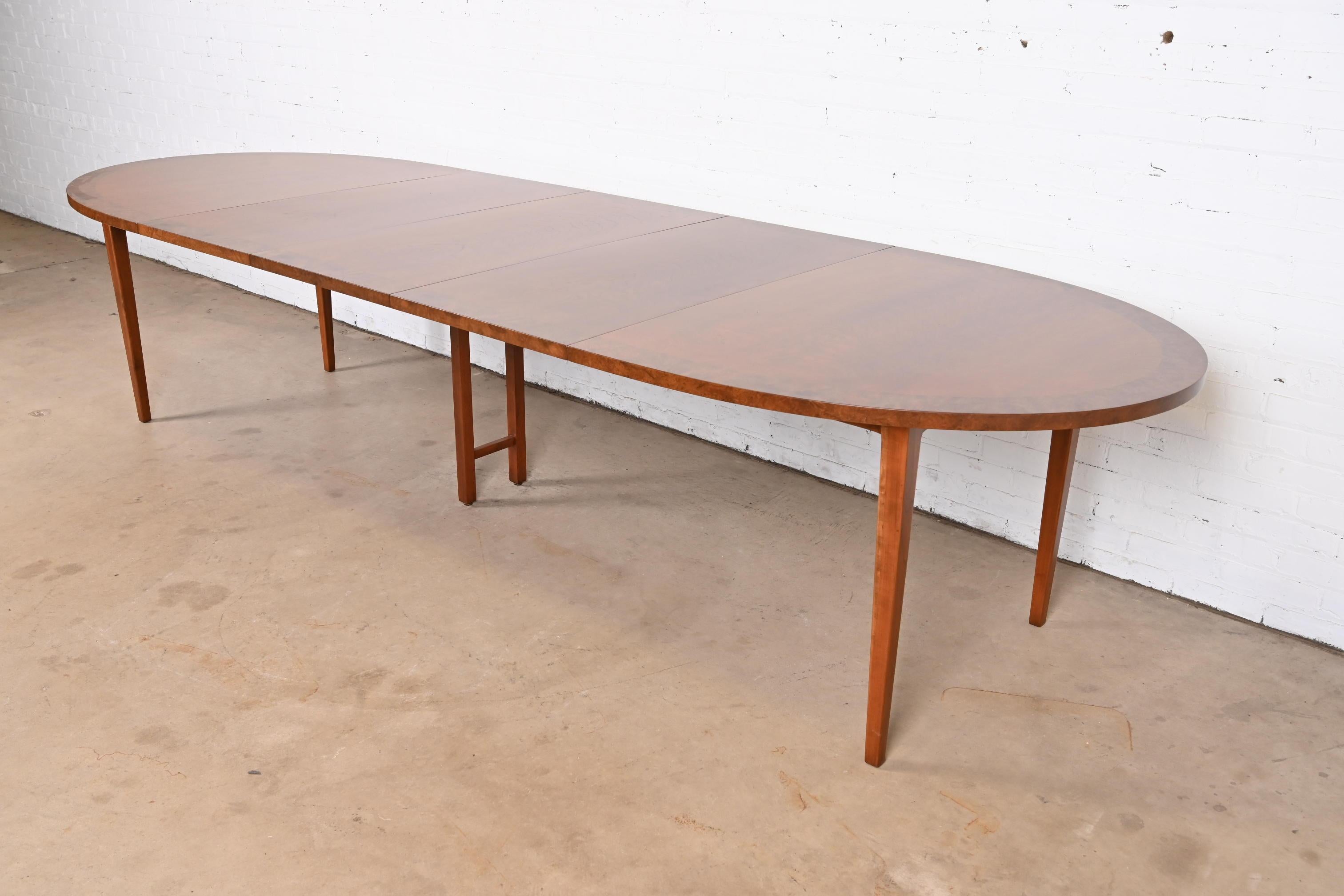 Directional Mid-Century Modern Cherry and Burl Wood Dining Table, Refinished For Sale 3