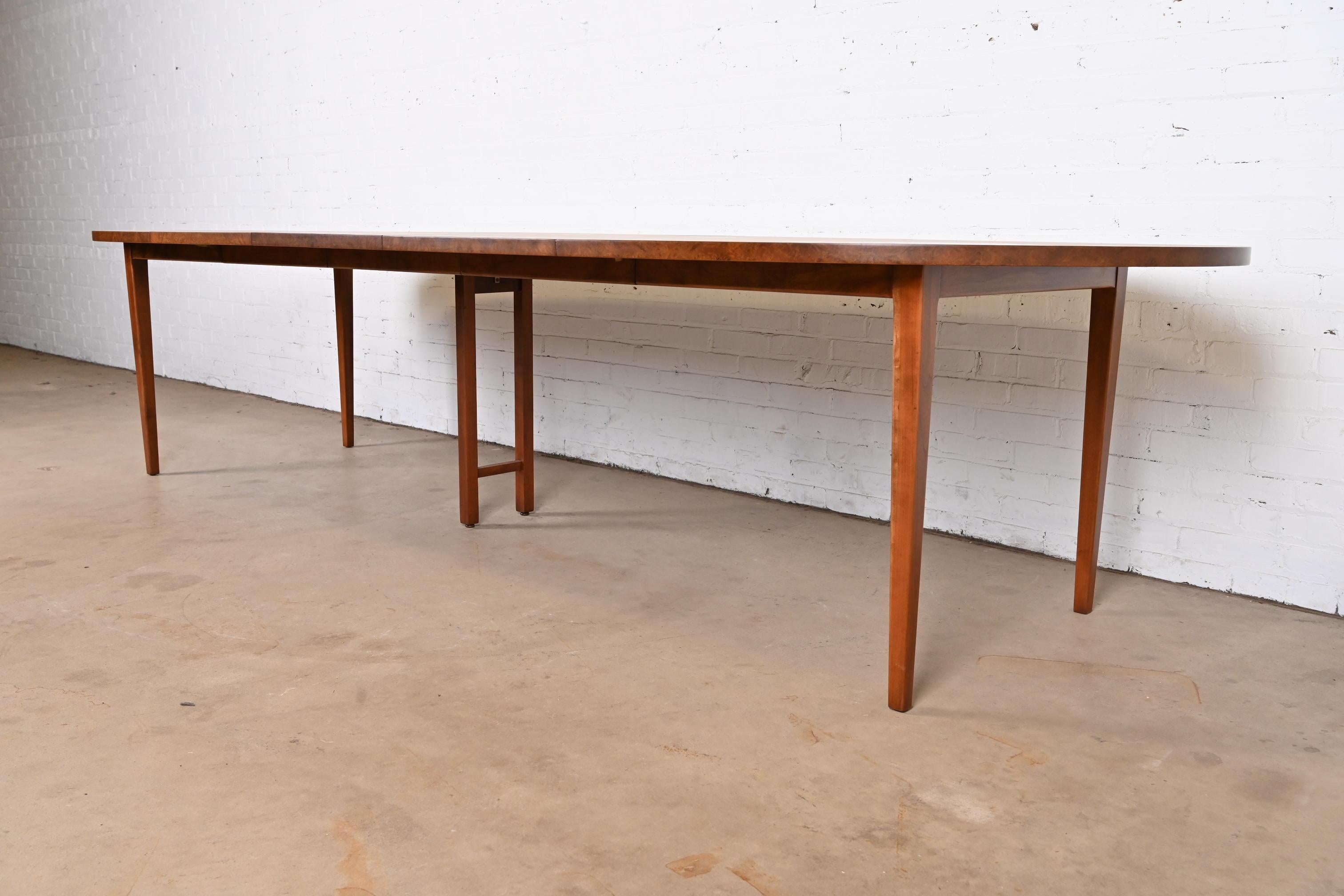 Directional Mid-Century Modern Cherry and Burl Wood Dining Table, Refinished For Sale 4