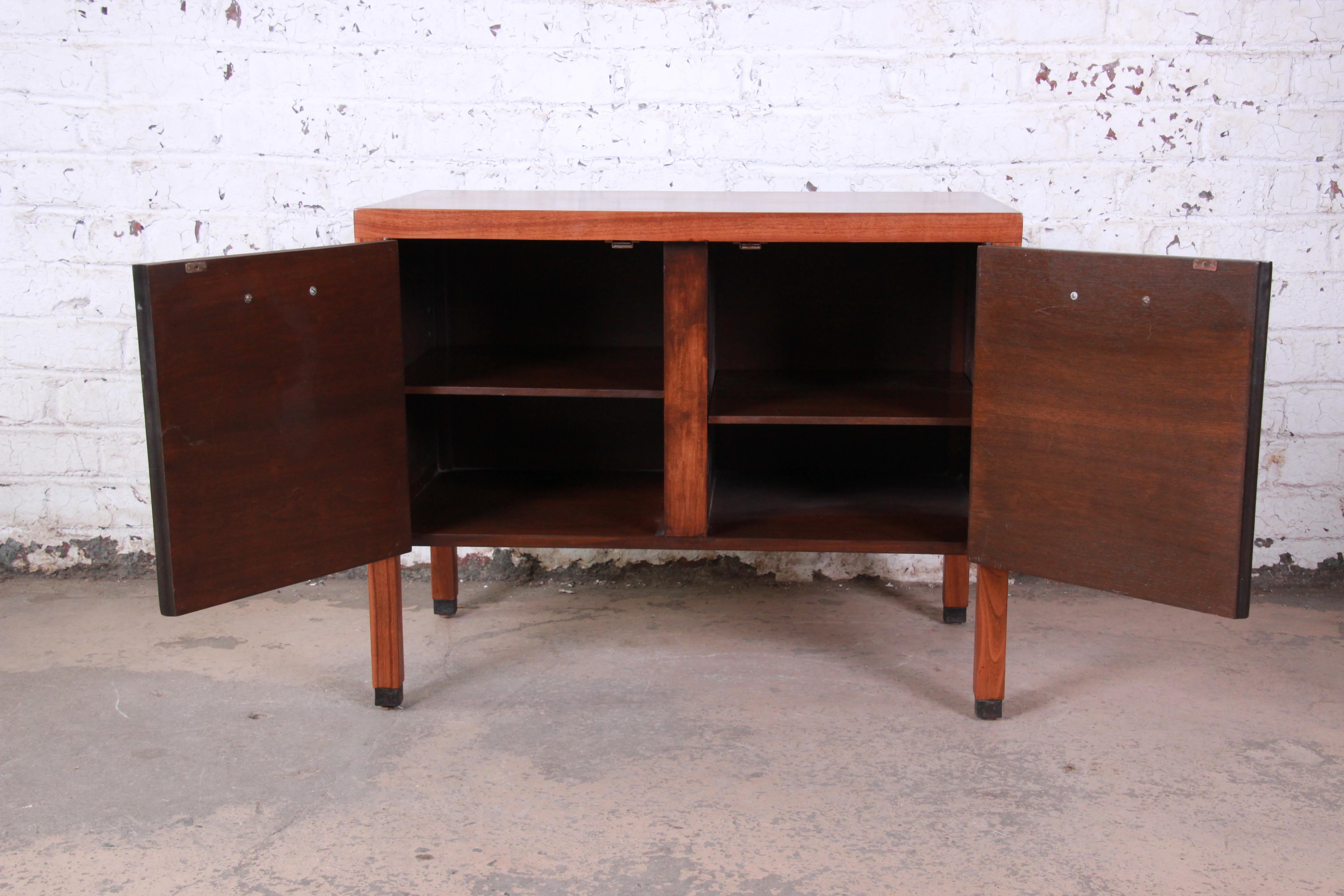 Directional Mid-Century Modern Walnut Small Credenza or Record Cabinet 1