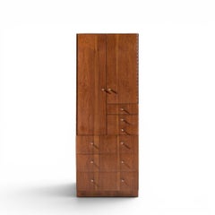 Directional Mid Century Walnut and Chrome Armoire Dresser
