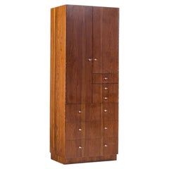 Directional Mid Century Walnut and Chrome Armoire Dresser