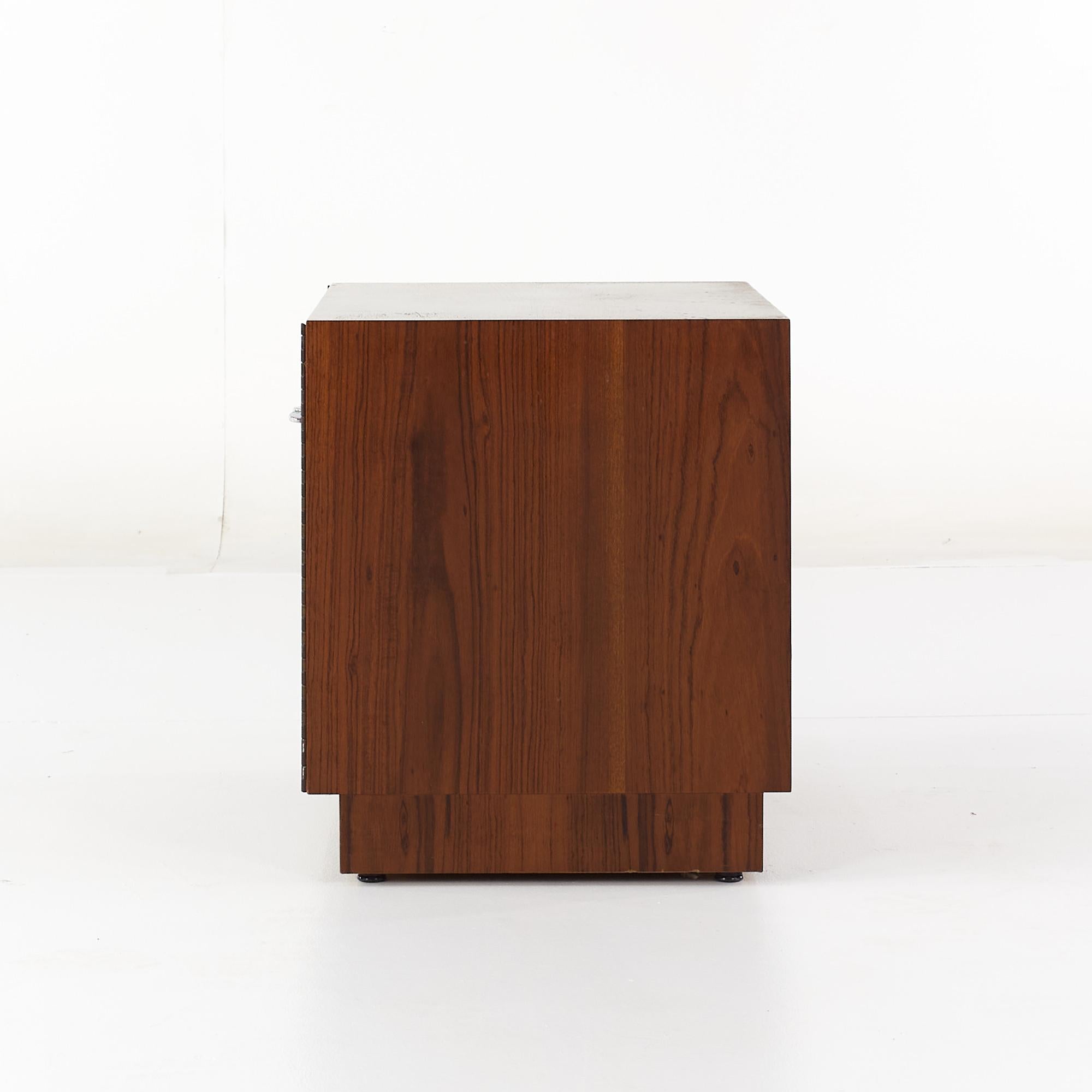 American Directional Mid Century Walnut and Chrome Nightstand For Sale