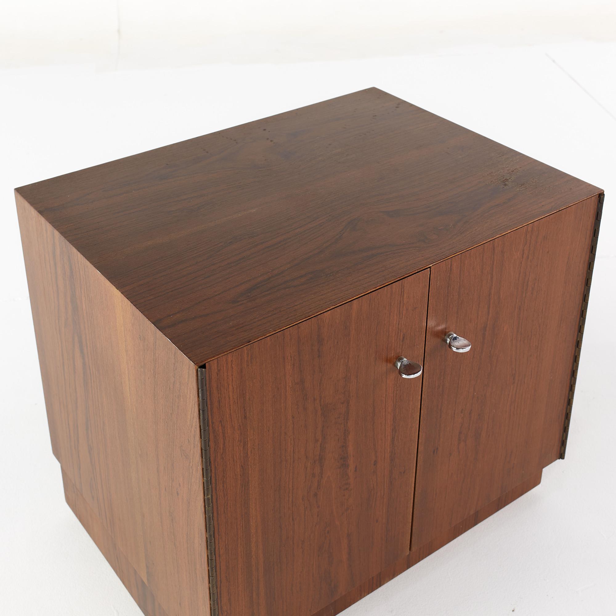 Late 20th Century Directional Mid Century Walnut and Chrome Nightstand For Sale