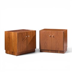 Directional Mid Century Walnut and Chrome Nightstands - Pair