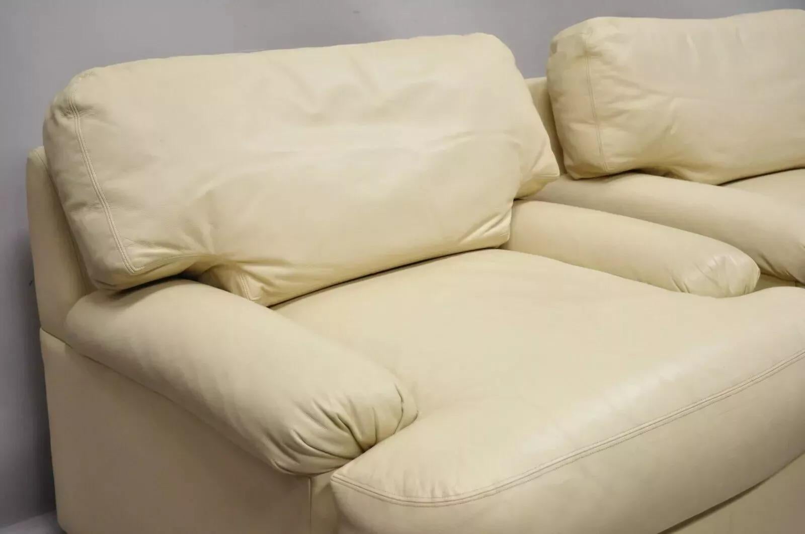 20th Century Directional Milo Baughman Swivel Beige Leather Club Lounge Arm Chairs - a Pair For Sale
