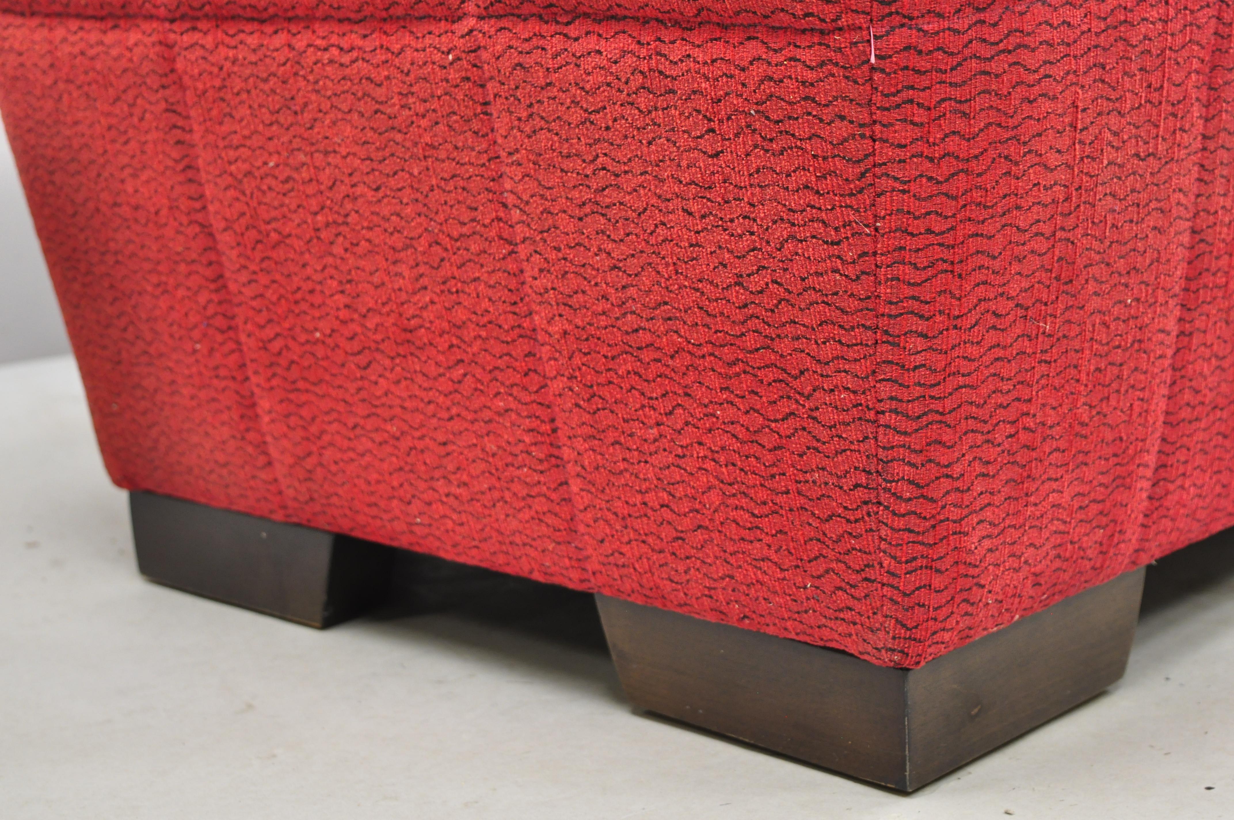 20th Century Directional Red Upholstered Large Modern Charles Bench Seat Ottoman For Sale