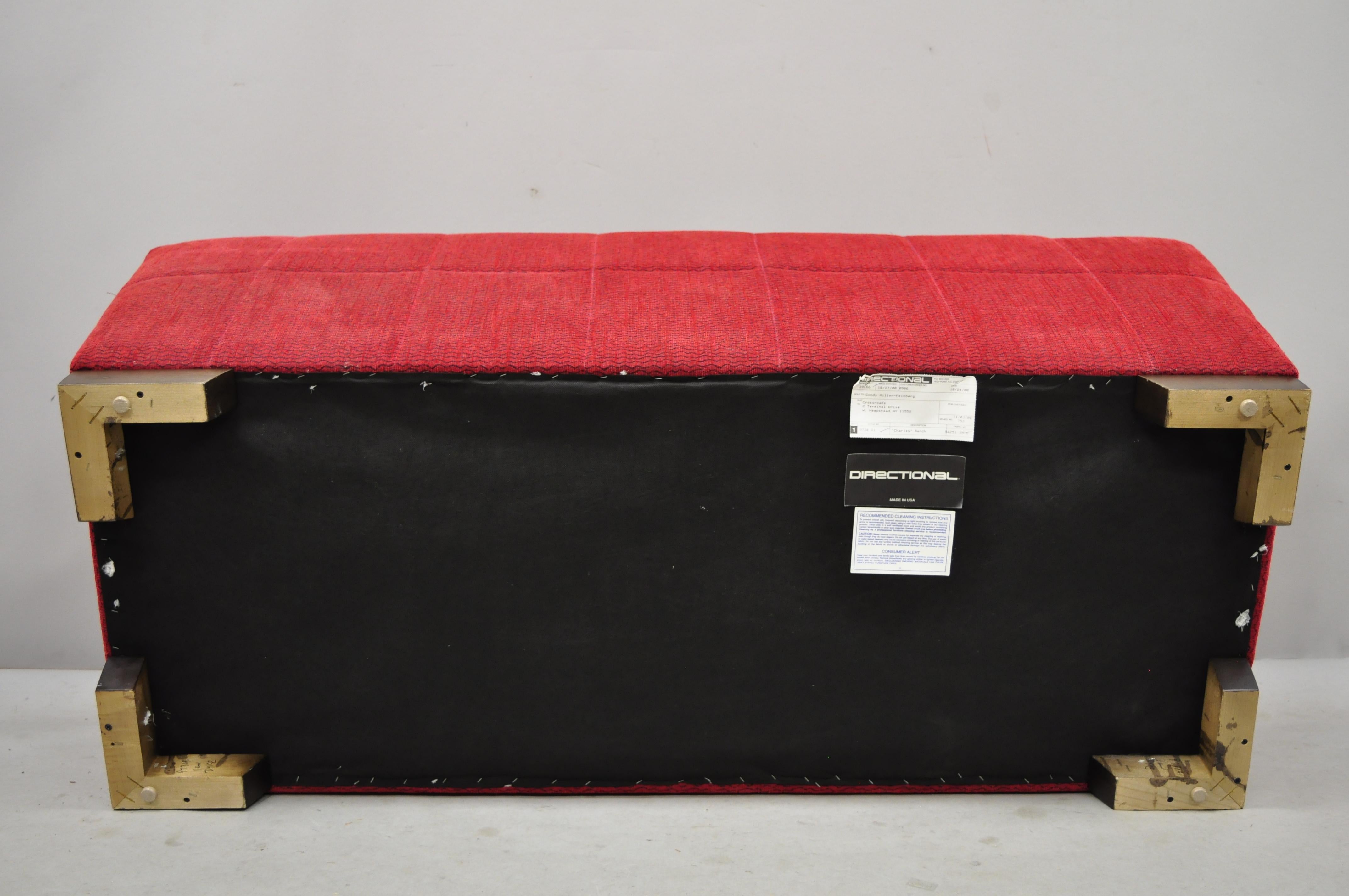 Fabric Directional Red Upholstered Large Modern Charles Bench Seat Ottoman For Sale