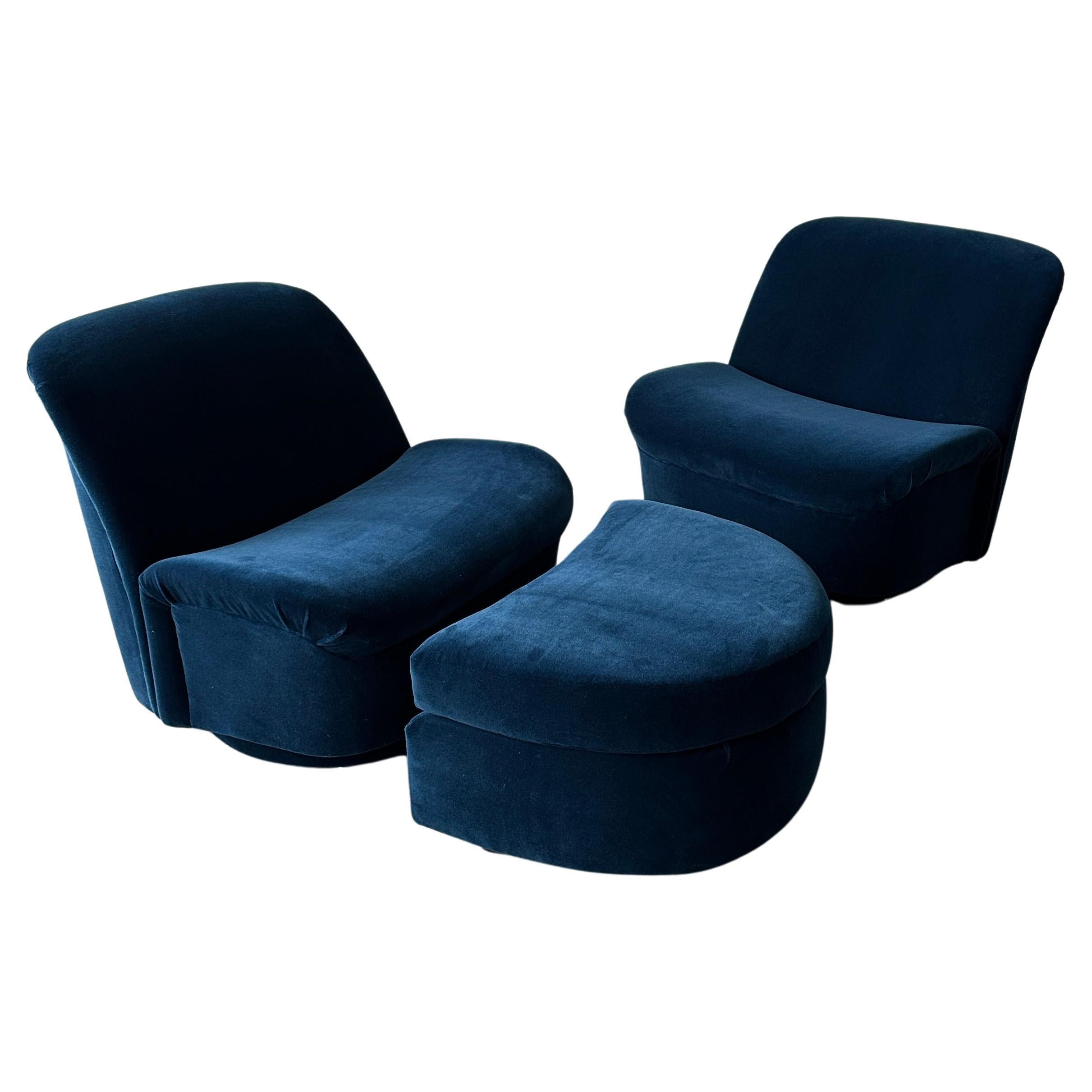 Directional Swivels/Tilts with Ottoman For Sale