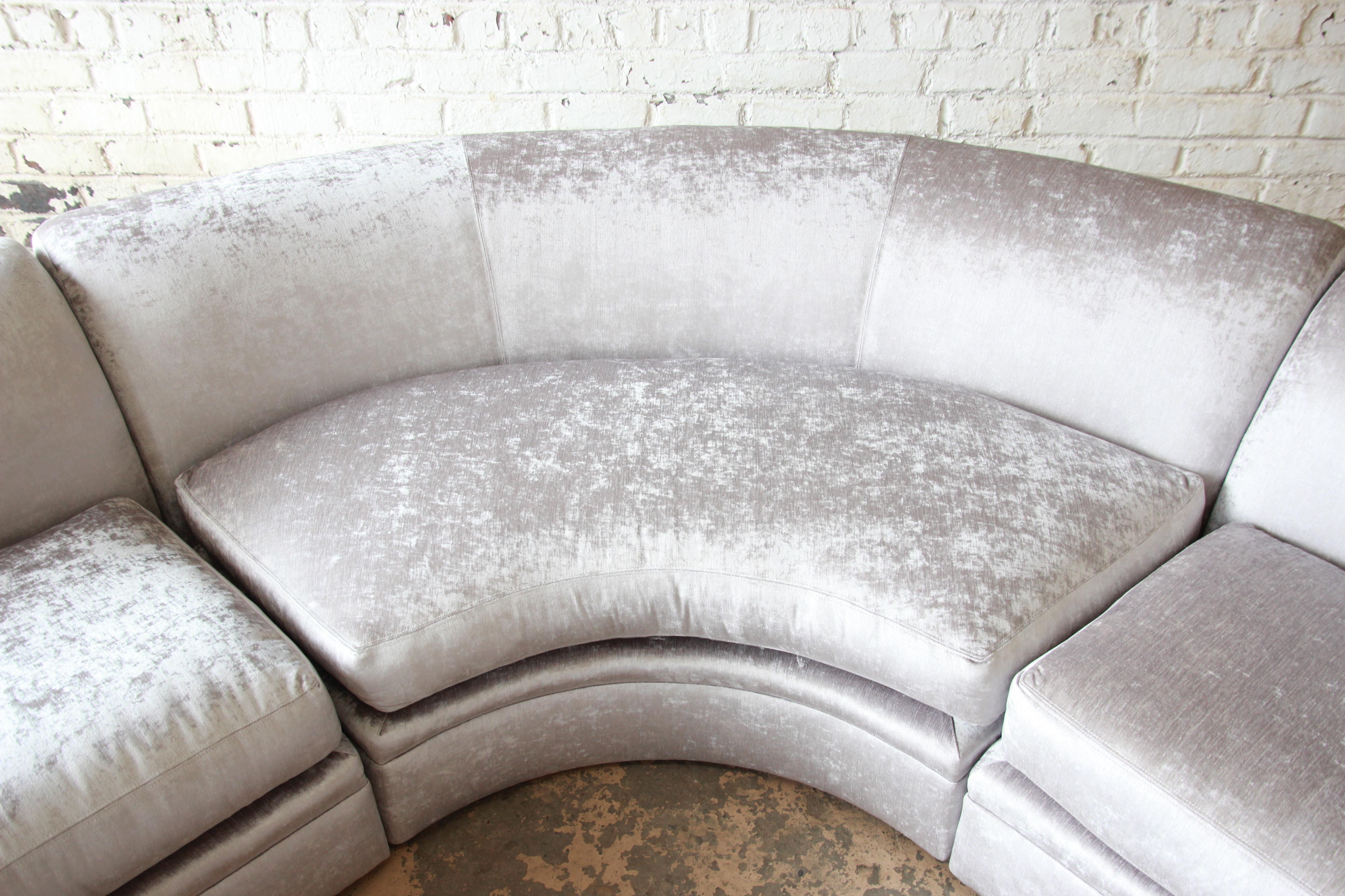 Late 20th Century Directional Three-Piece Sectional, Newly Reupholstered in Holly Hunt Velvet