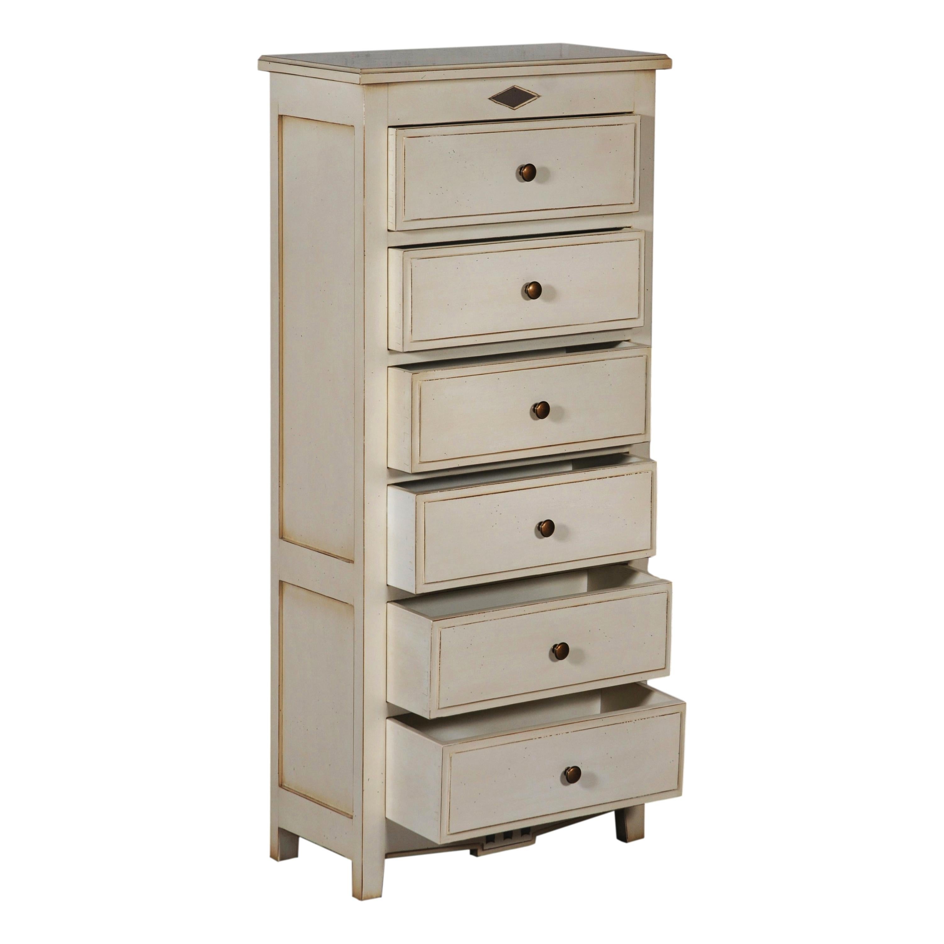 Contemporary Light gray 6-drawer Chiffonnier Louis XVI Directoire solid wood reinterpretation For Sale