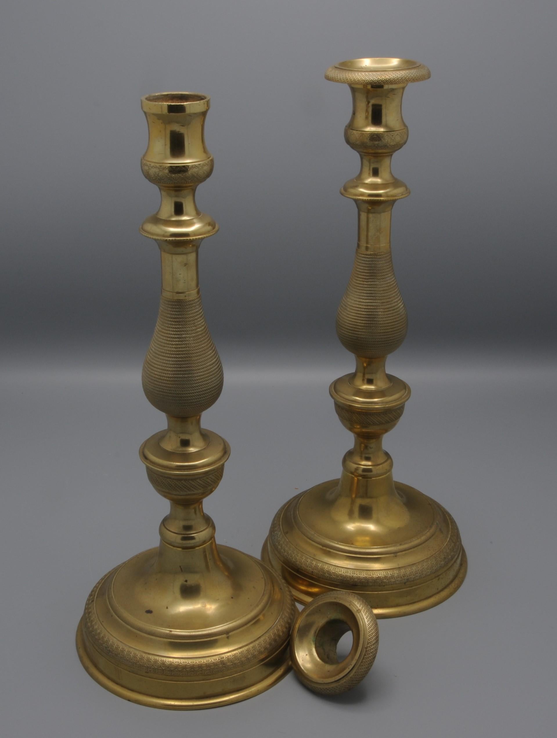 Brass Directoire Antique French Candlesticks For Sale