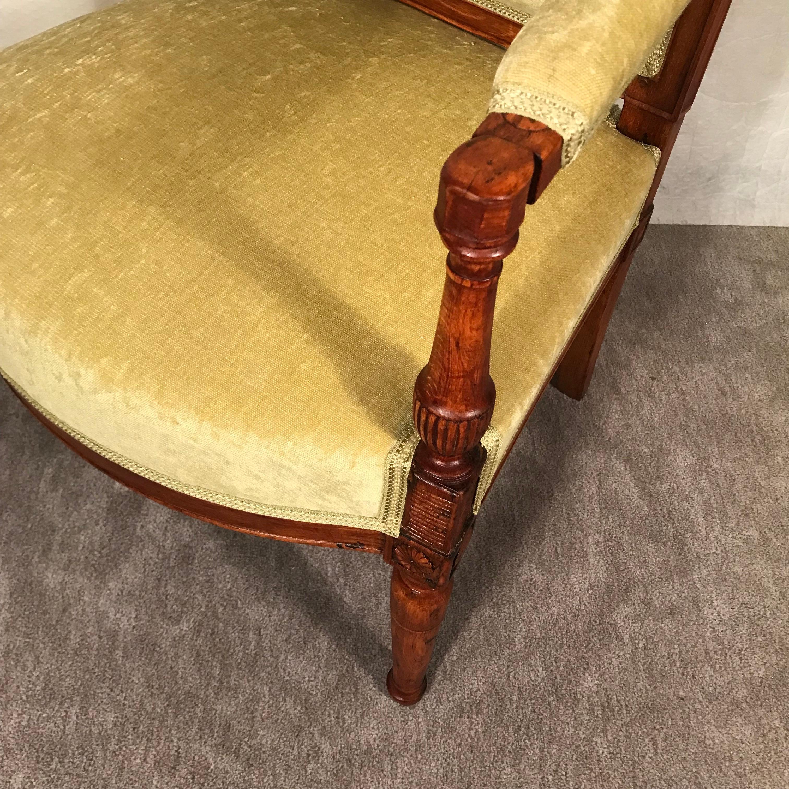 Hand-Carved Directoire Armchair, France 1800-10 For Sale