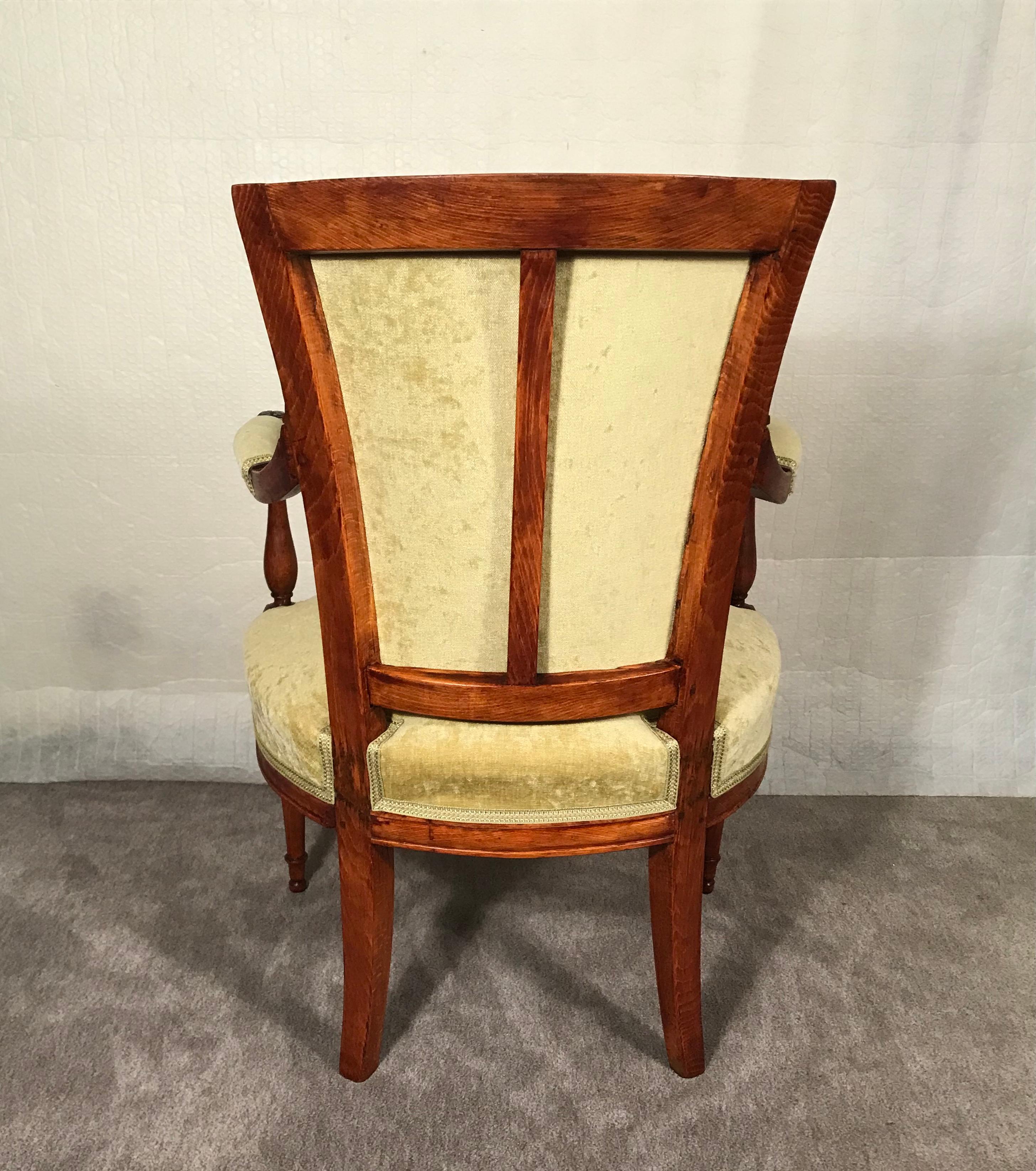 Walnut Directoire Armchair, France 1800-1810 For Sale