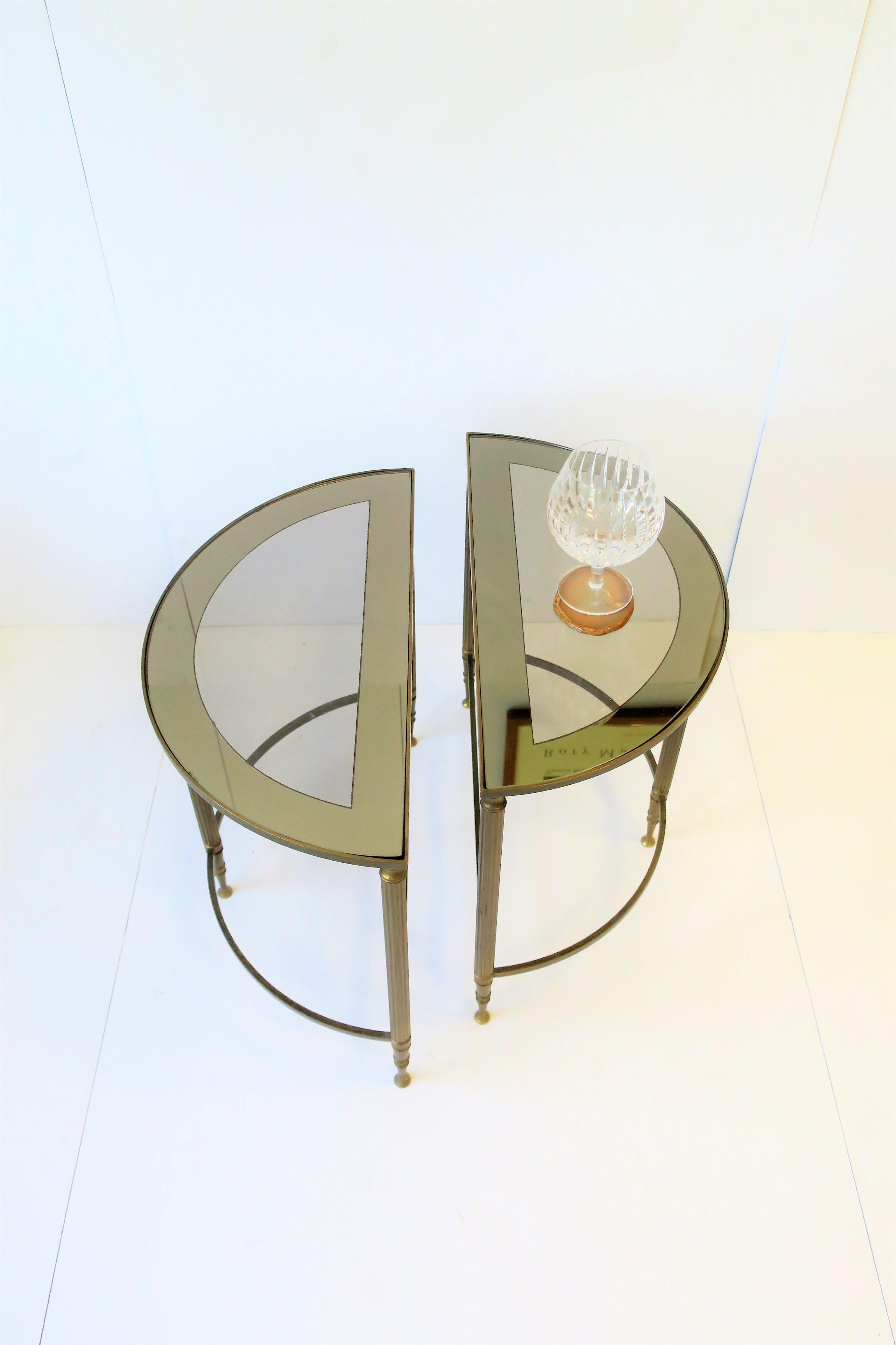 European Deco Directoire Brass and Glass Round Side Table or Drinks Table