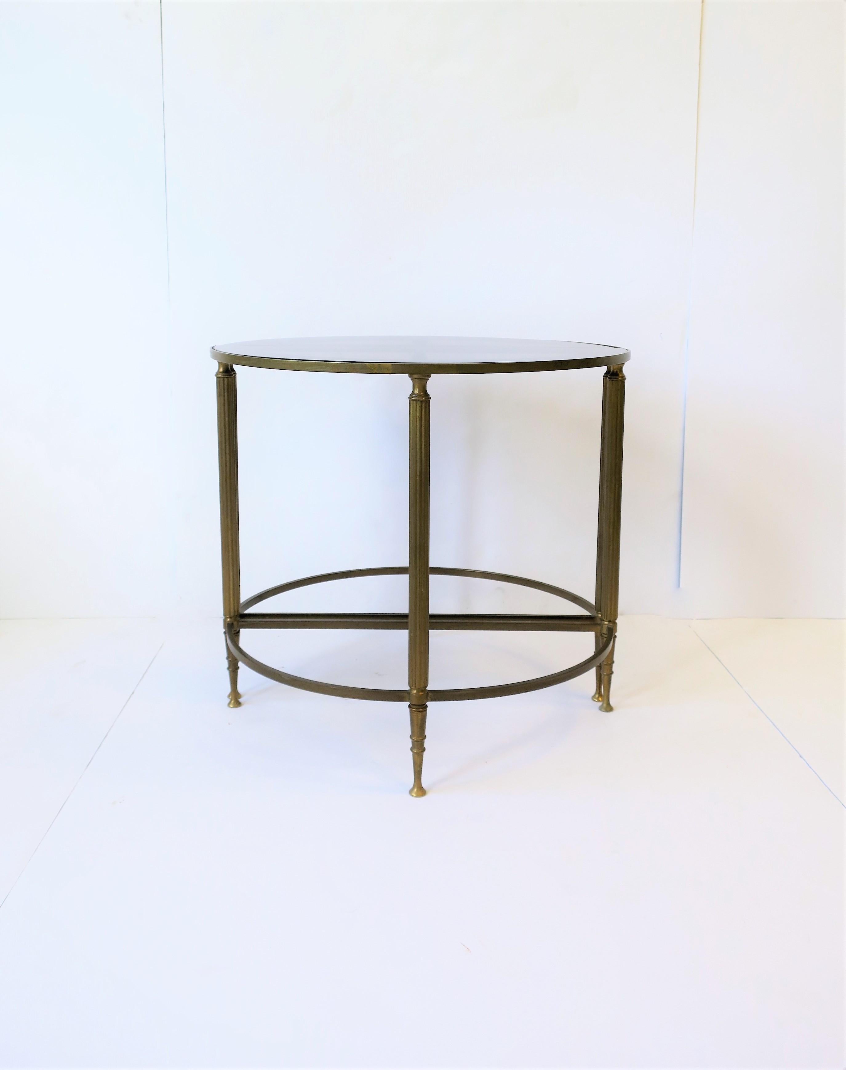 Deco Directoire Brass and Glass Round Side Table or Drinks Table 6