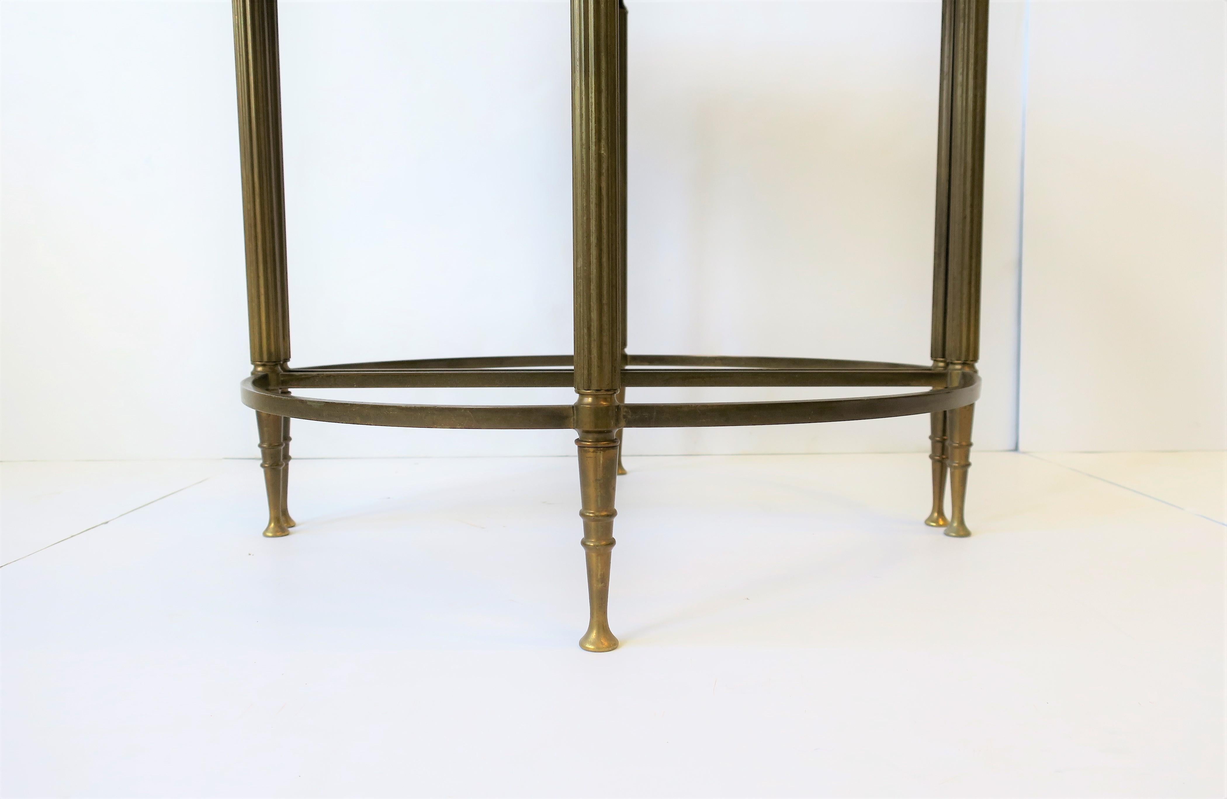 Deco Directoire Brass and Glass Round Side Table or Drinks Table 10