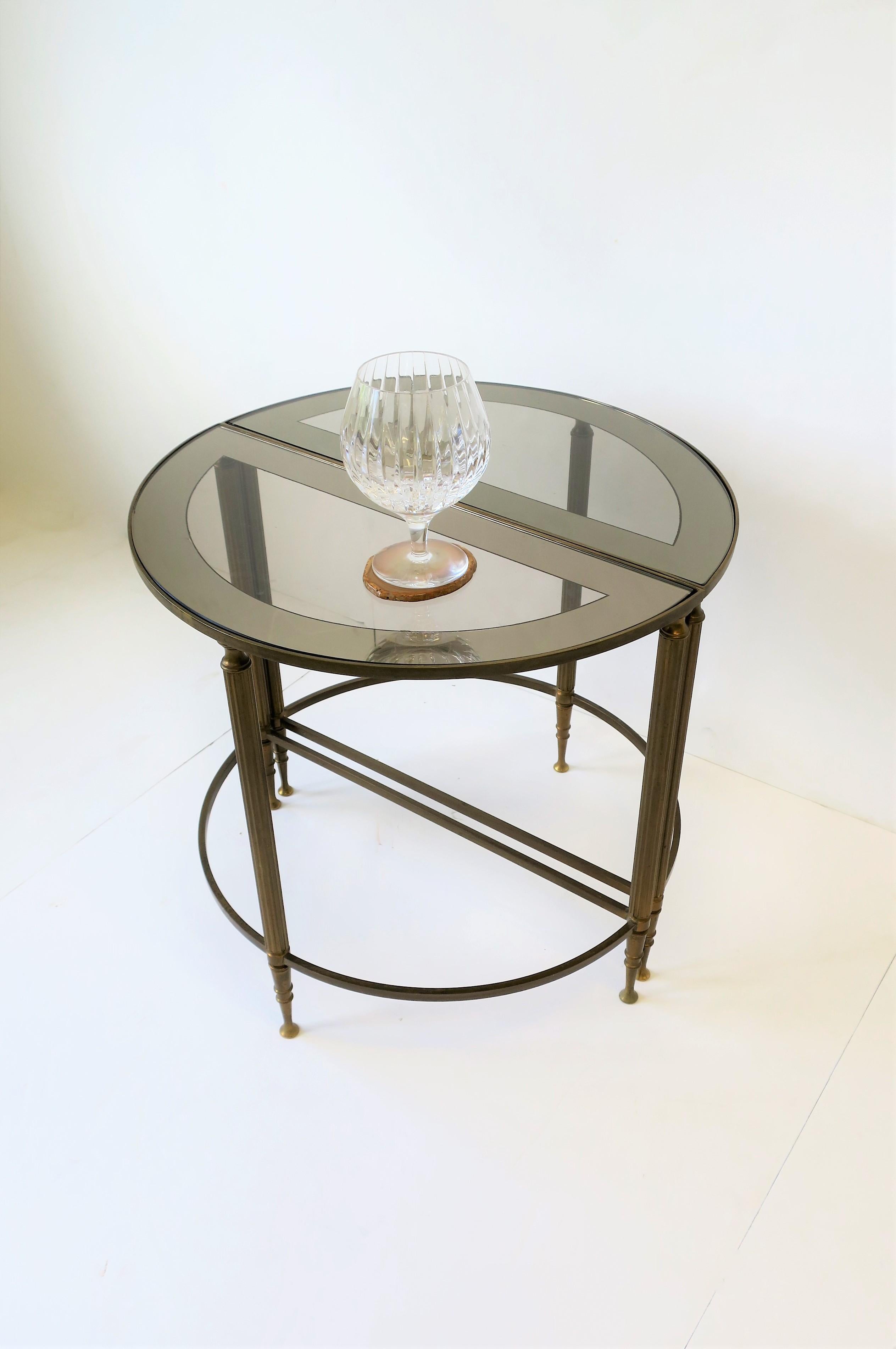 Deco Directoire Brass and Glass Round Side Table or Drinks Table 2