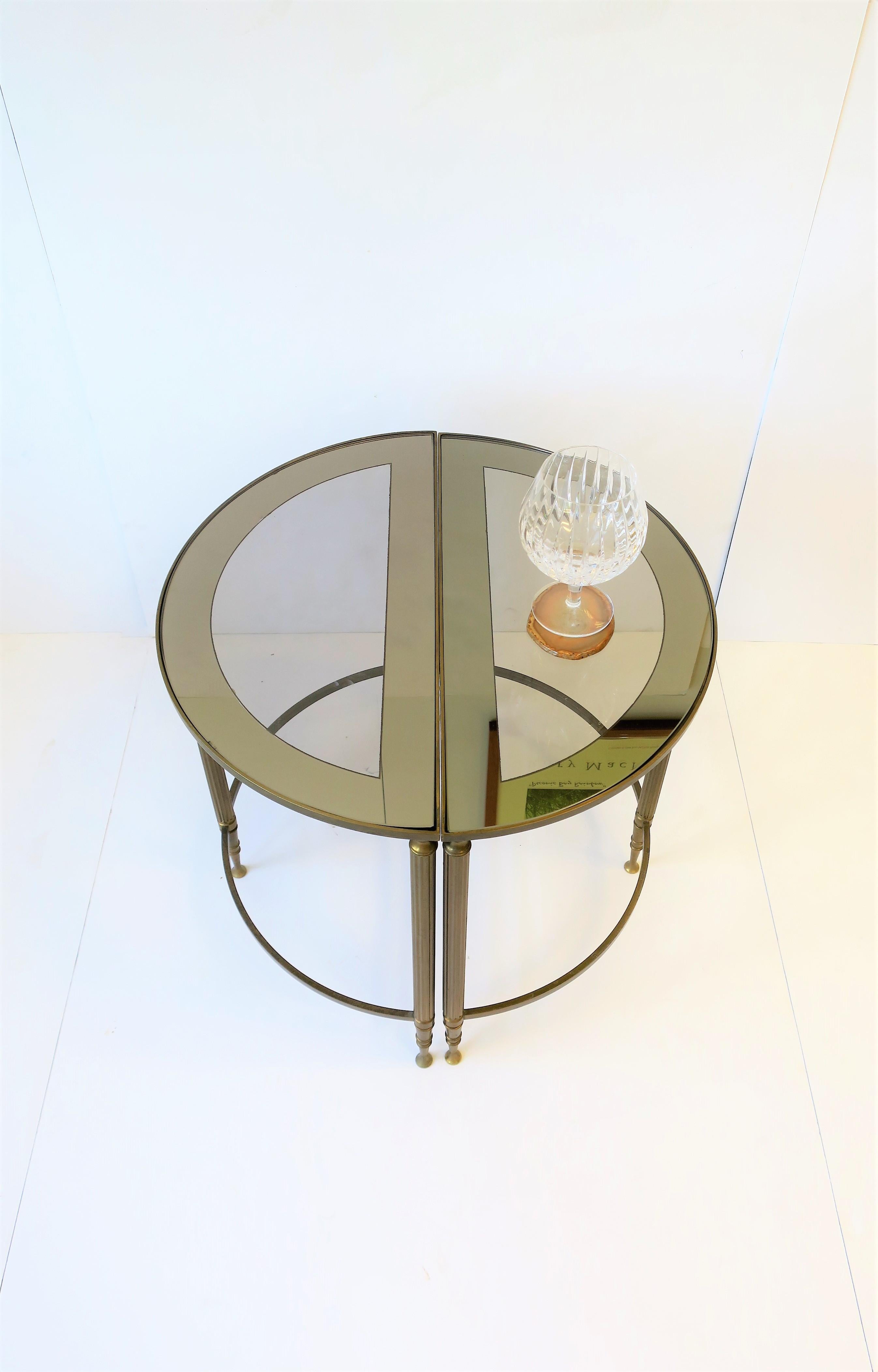 Art Deco Deco Directoire Brass and Glass Round Side Table or Drinks Table