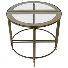 Retro Deco Directoire Brass and Glass Round Side Table or Drinks Table