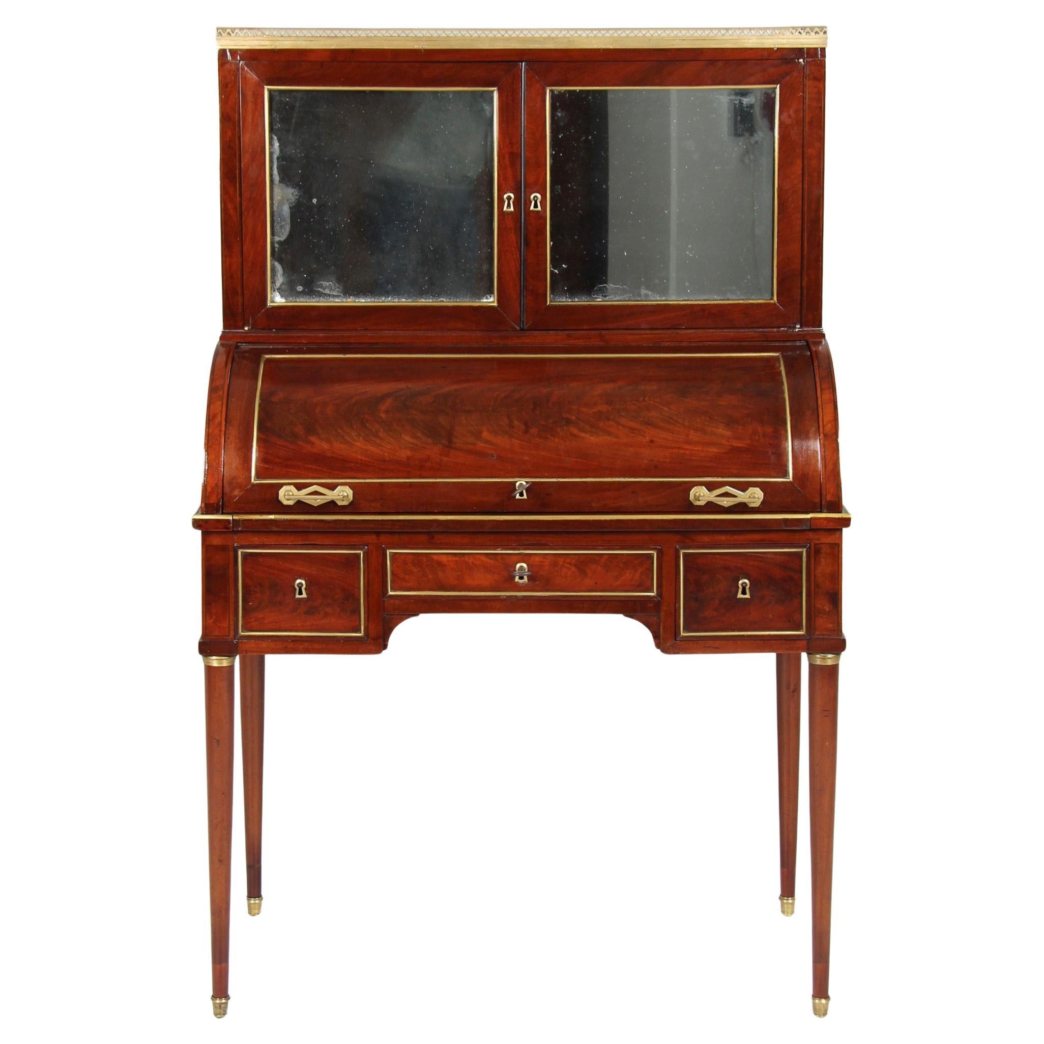 Directoire Bureau a Cylindre - France, circa 1800, Mahogany Secretaire or Desk For Sale