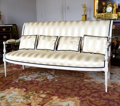 Directoire canapé sofa, 18th century, Tassinari & Chatel silk