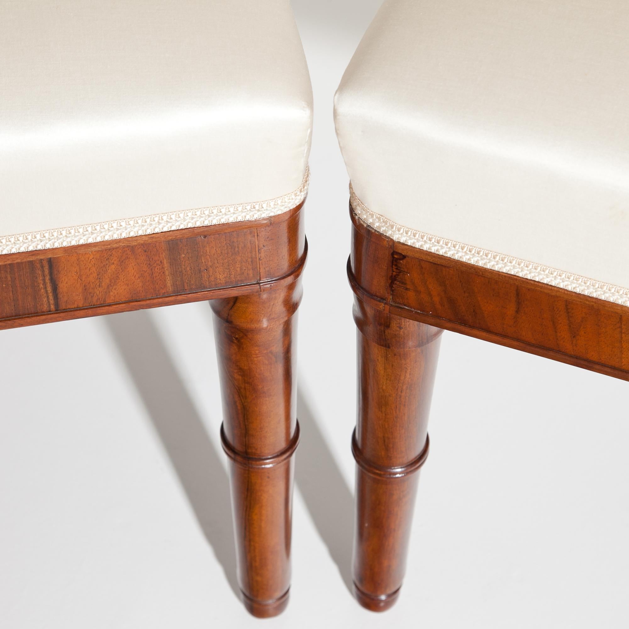 Walnut Directoire Chairs, France, 19th Century For Sale
