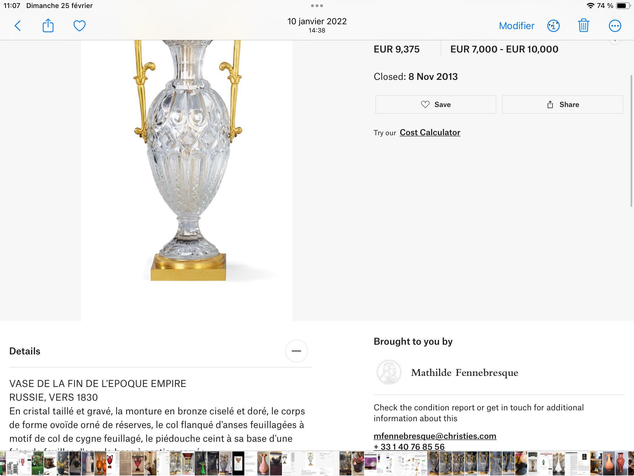 Directoire Crystal Spindle Vase, « Wolf’s Heads » Bronze mount, Attr. Thomire  In Excellent Condition For Sale In Paris, FR