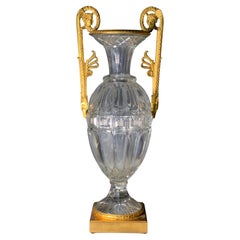 Directoire Crystal Spindle Vase, « Wolf’s Heads » Bronze mount, Attr. Thomire 