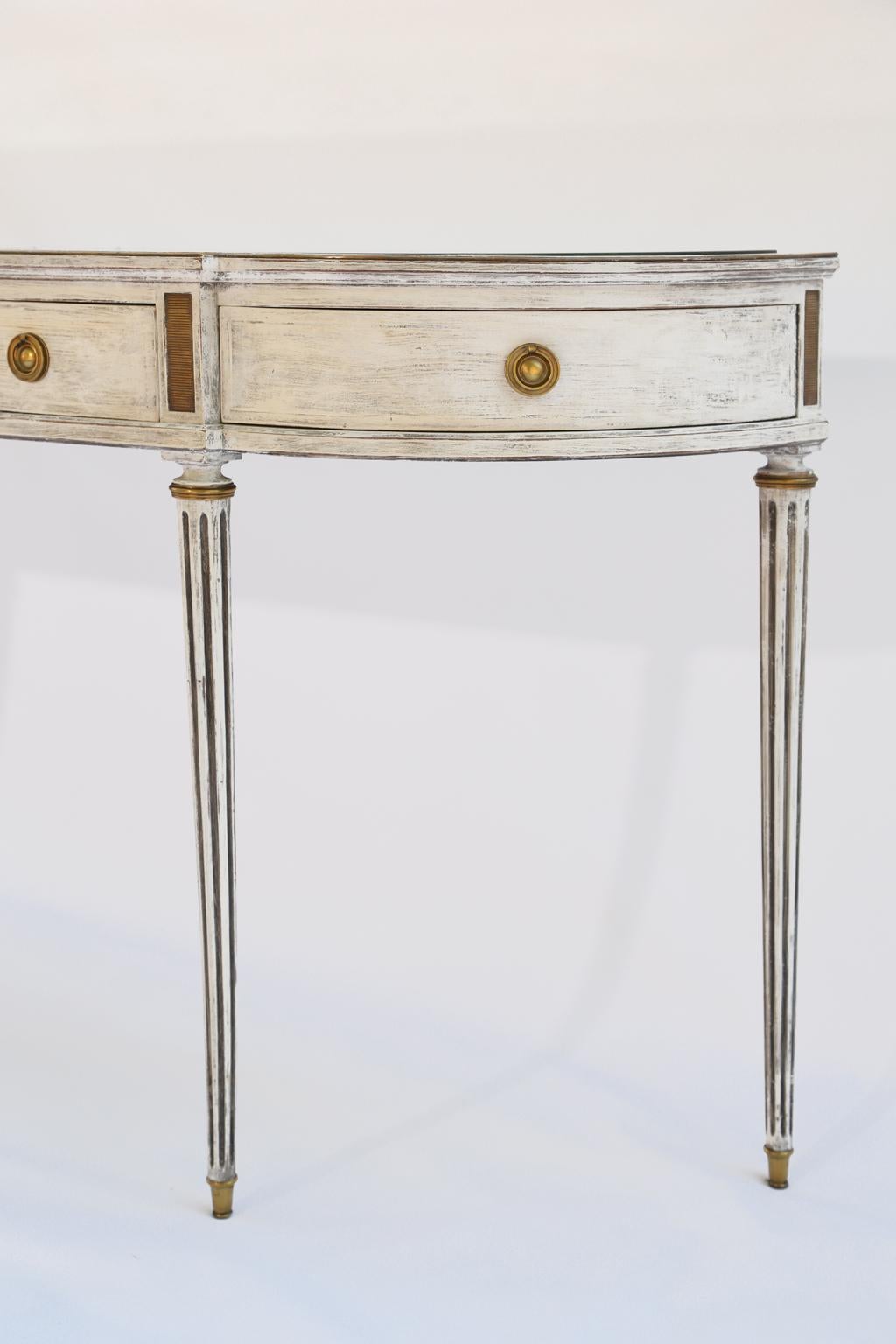 Painted Directoire Demilune Console with Églomisé Mirrored Top