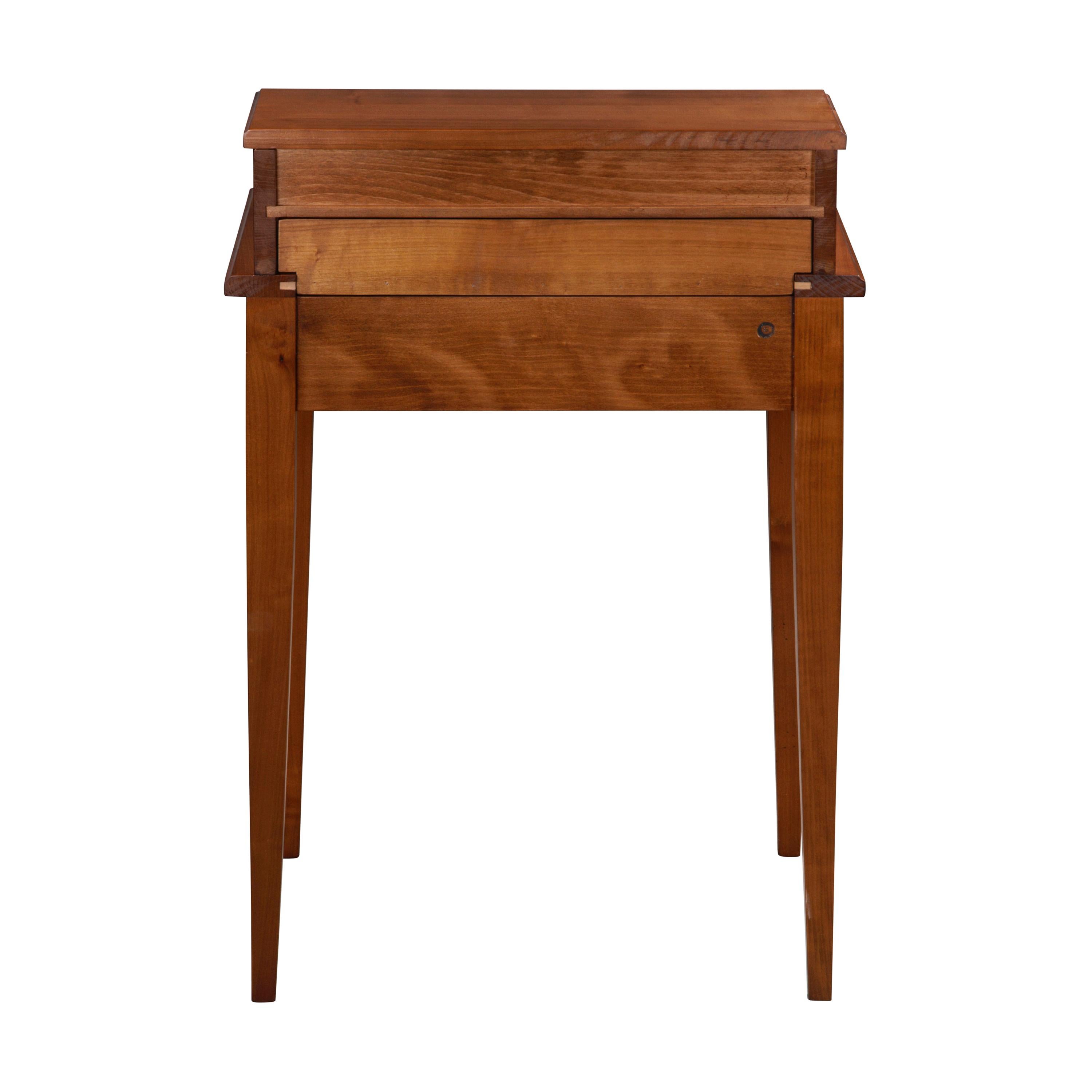 Contemporary Directoire Style Desk Solid Cherry with Leather Pad and Covered Storage Space For Sale