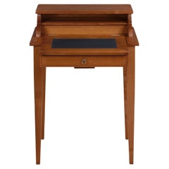 Directoire Desk in Solid Cherry with a Leather Pad and a Covered Storage Space