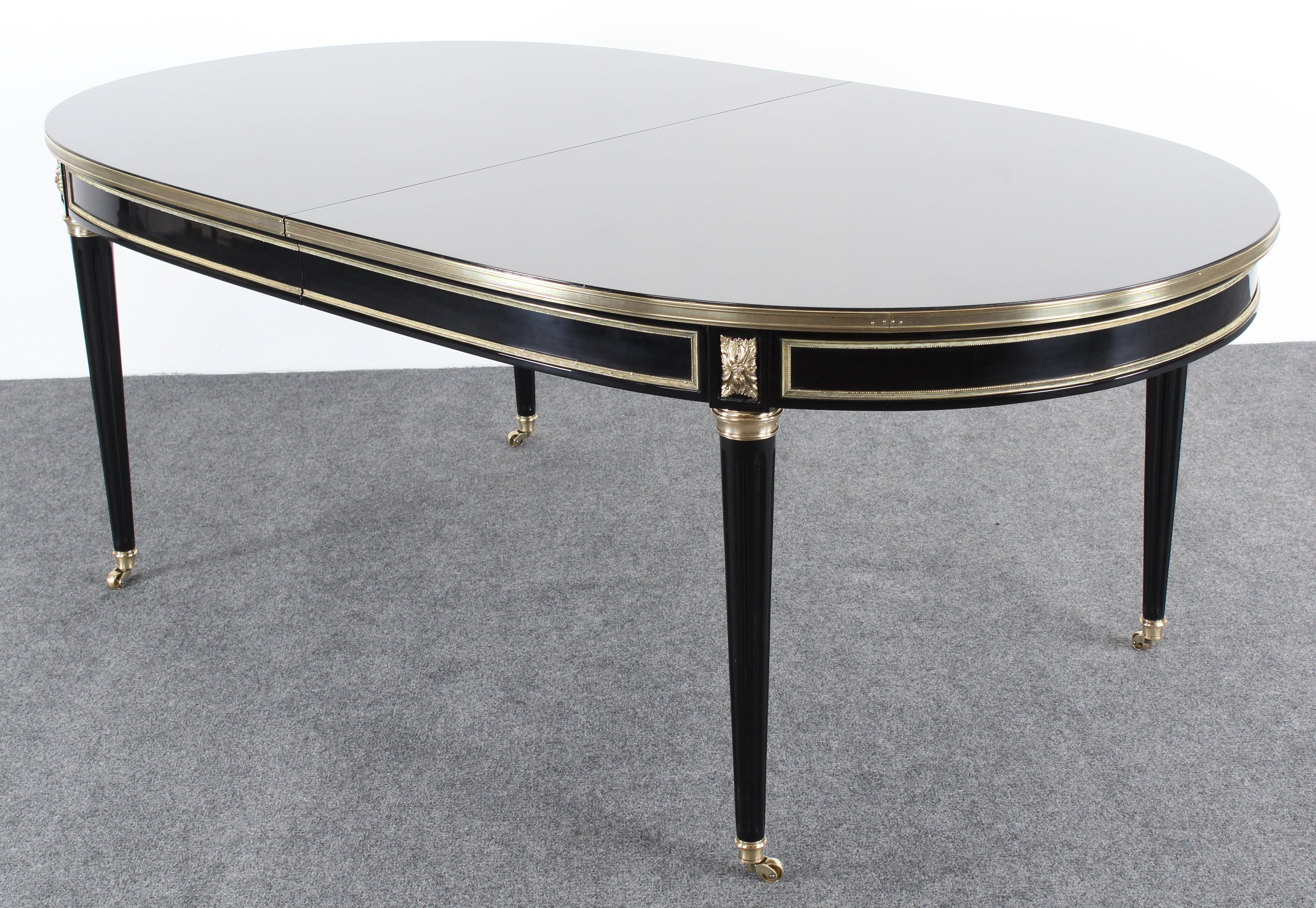 Ebonized Directoire Dining Table in the Manner of Maison Jansen, 1960s