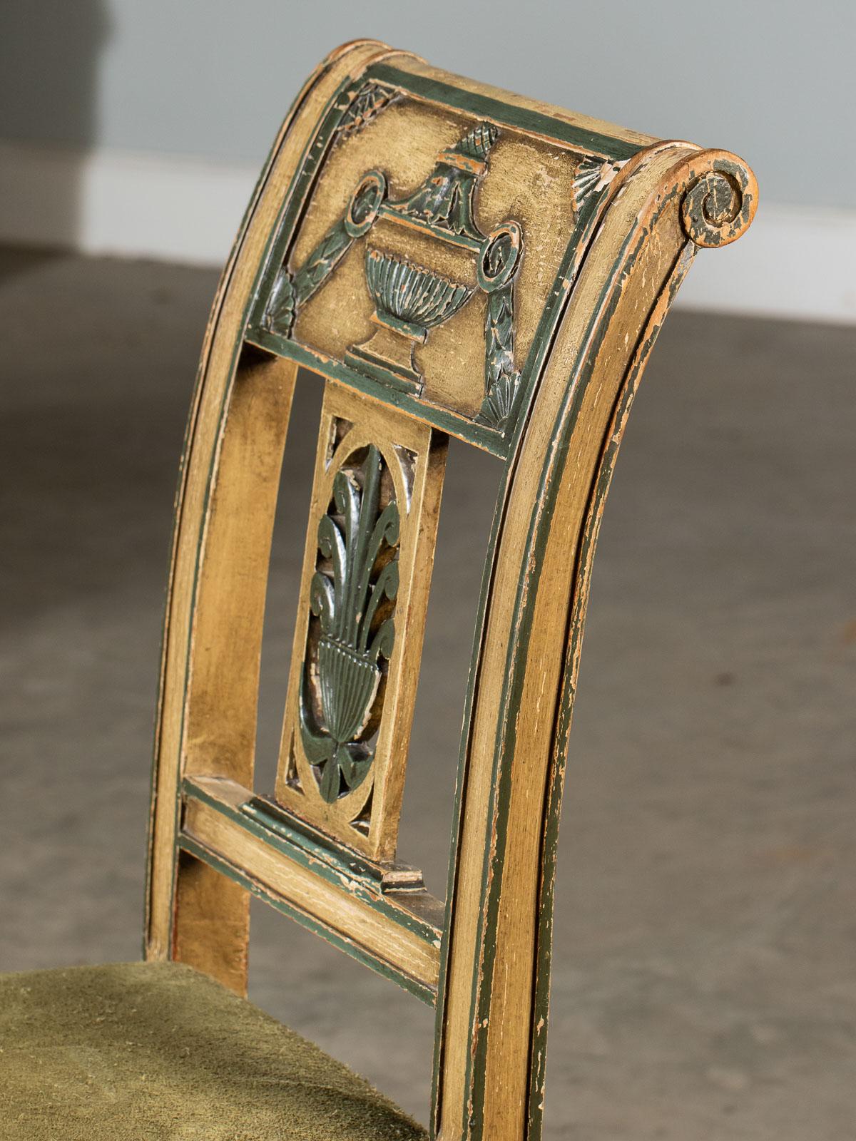 Directoire Empire Style Antique French Painted Chair, circa 1850 4