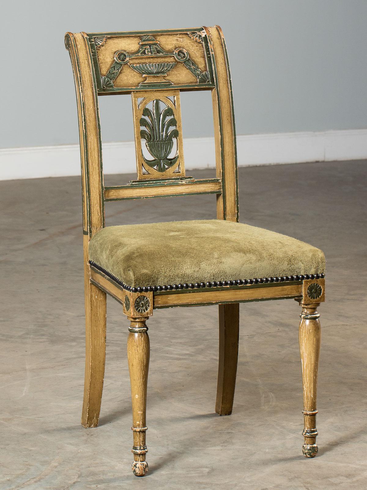 19th Century Directoire Empire Style Antique French Painted Chair, circa 1850