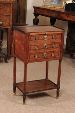 Directoire French Inlaid Walnut Chevet Side Table, circa 1790