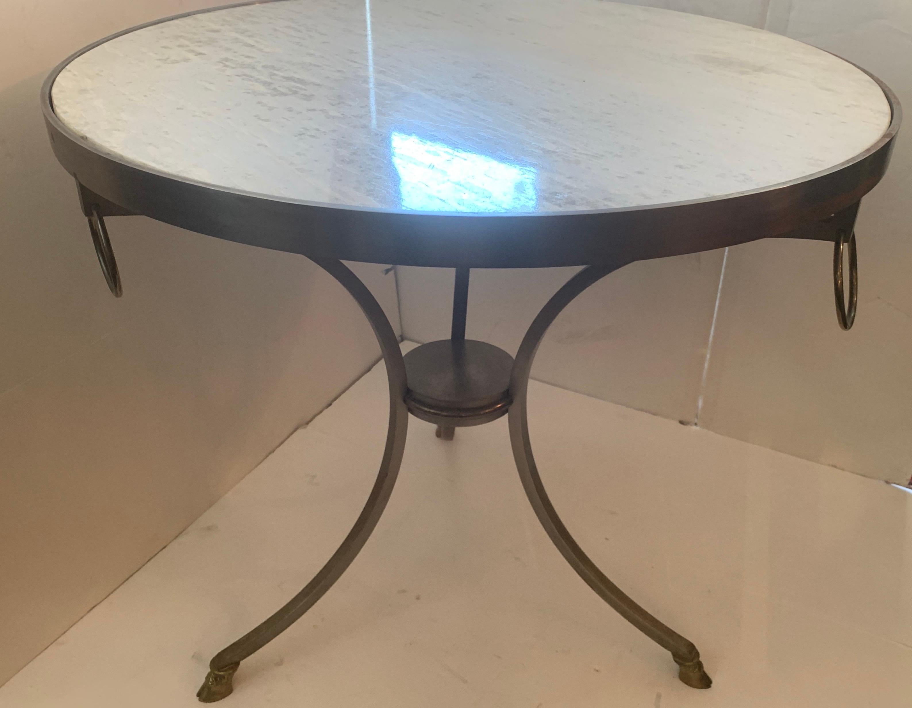 Italian Directoire French Louis XVI Neoclassical Jansen Guéridon Brushed Nickel Table For Sale