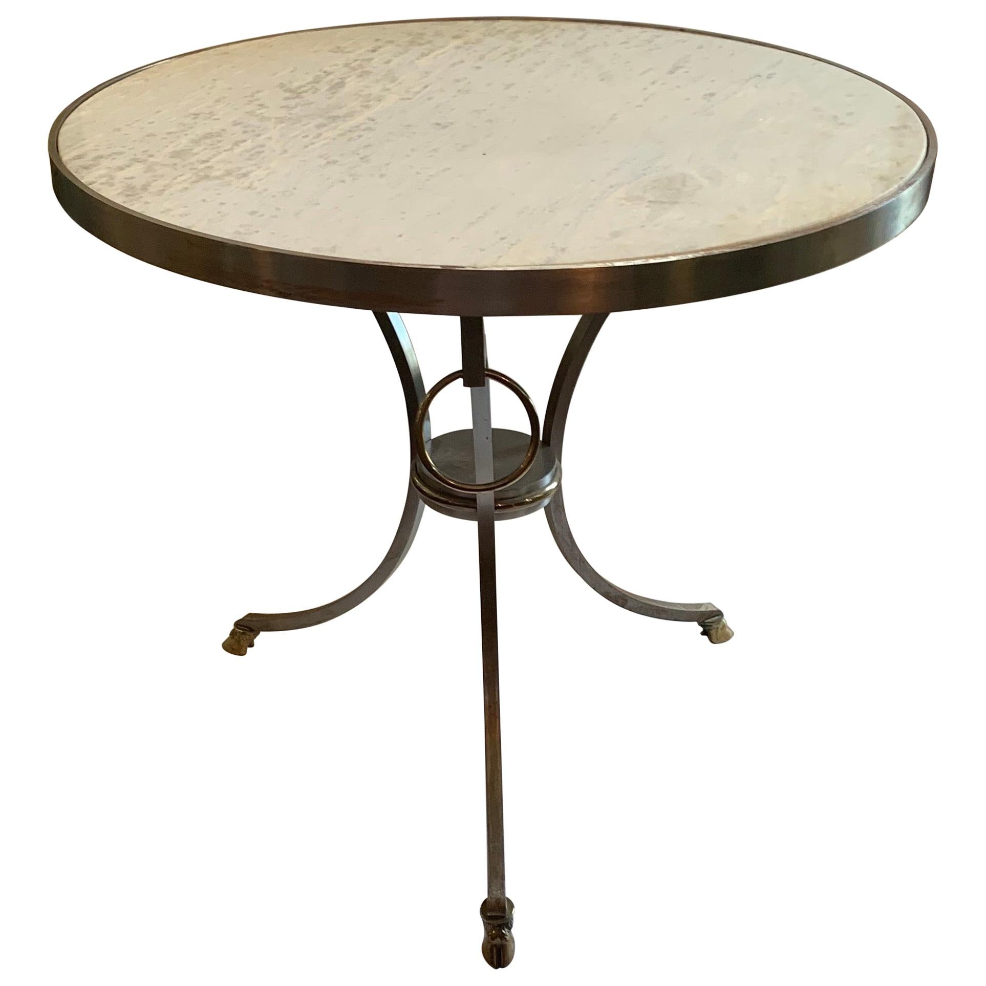 Table Directoire Française Louis XVI Néoclassique Jansen Guéridon Nickel brossé en vente