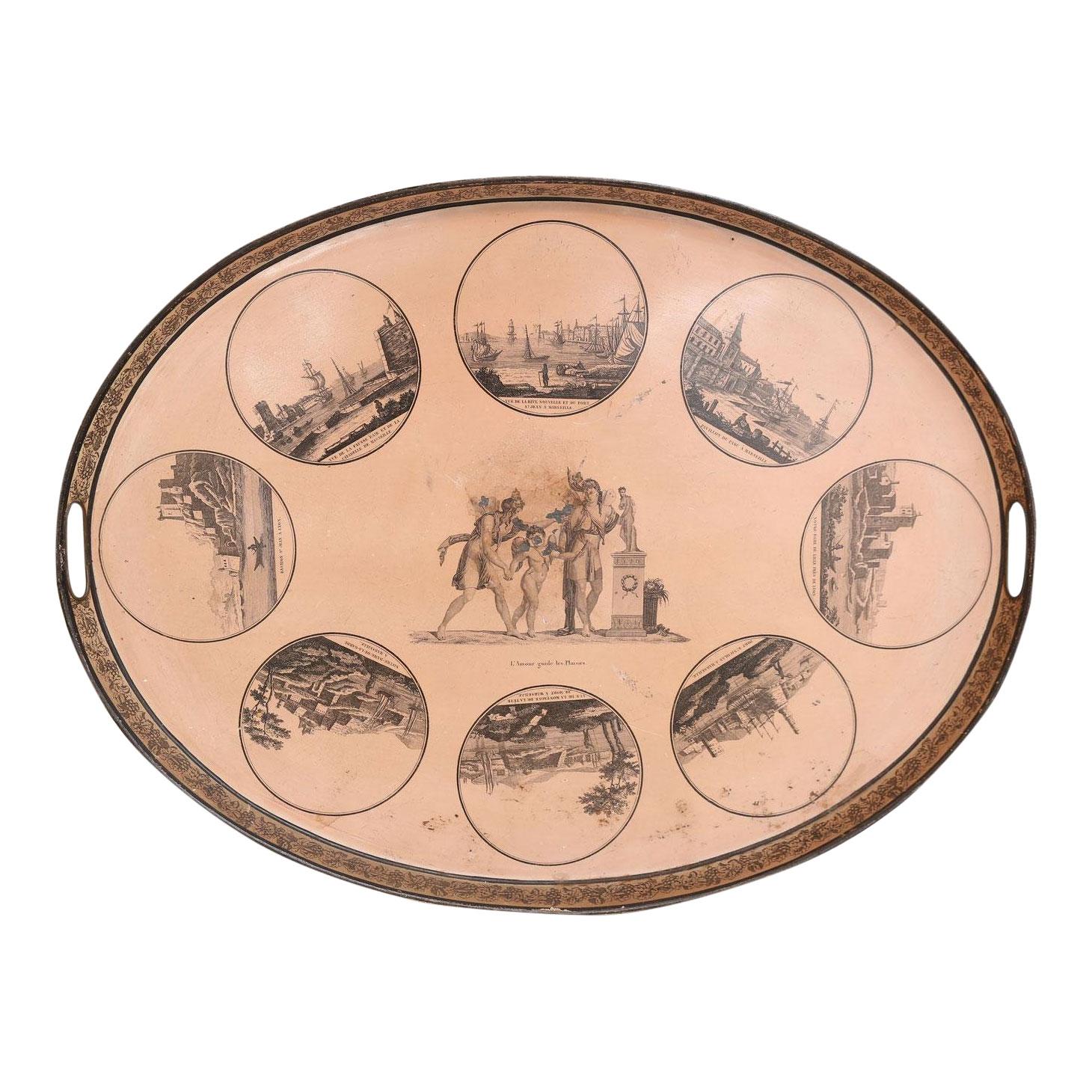 Directoire French Pinkish-Ocher Color Tole Tray 7
